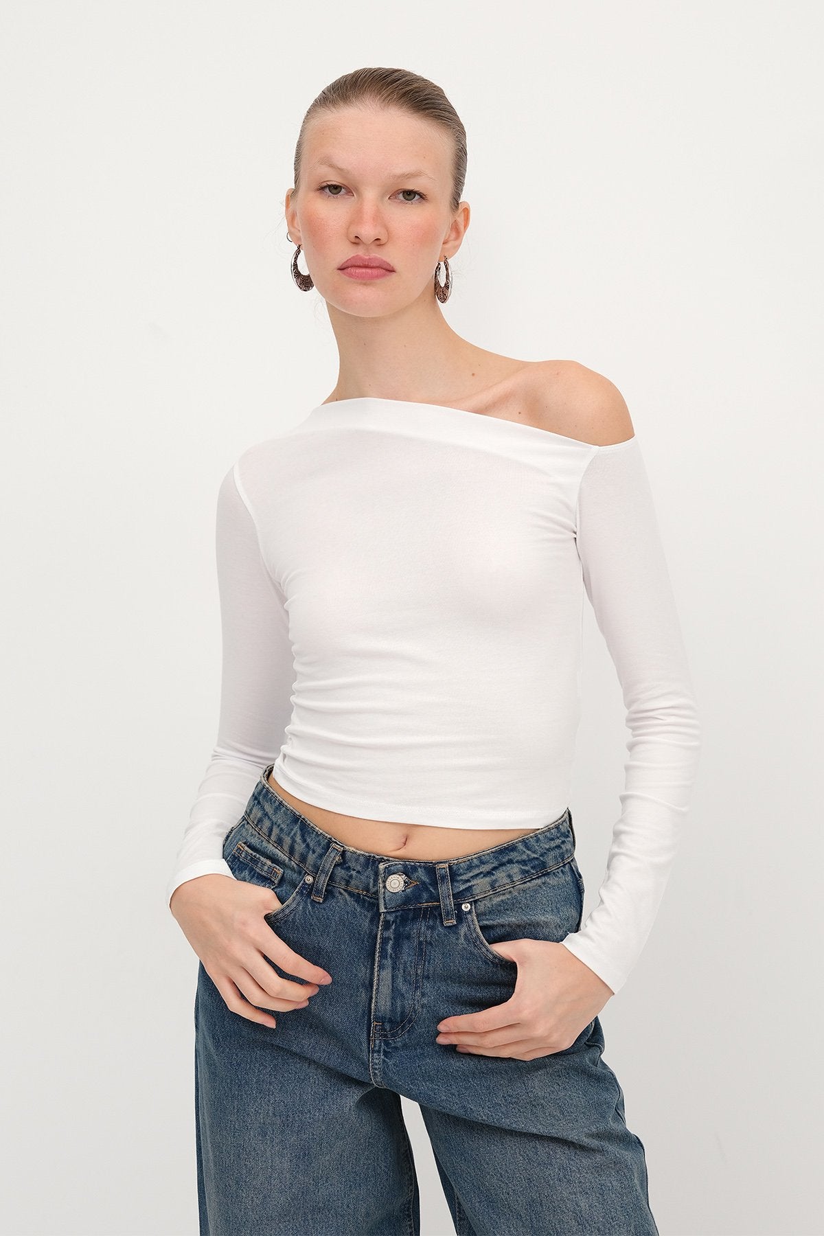 White_Asymmetrical-Collar-Long-Sleeve-Blouse-addax