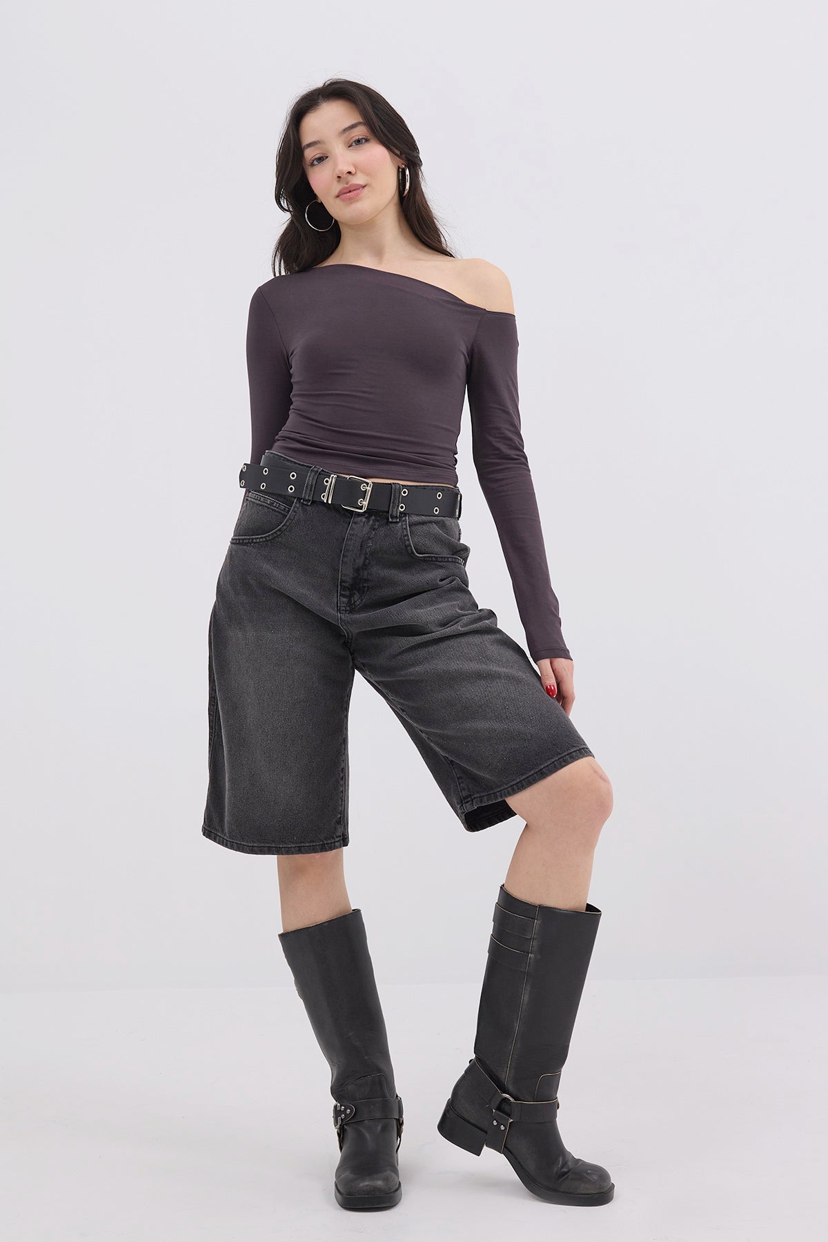 Soft-Brown_Asymmetrical-Collar-Long-Sleeve-Blouse-addax