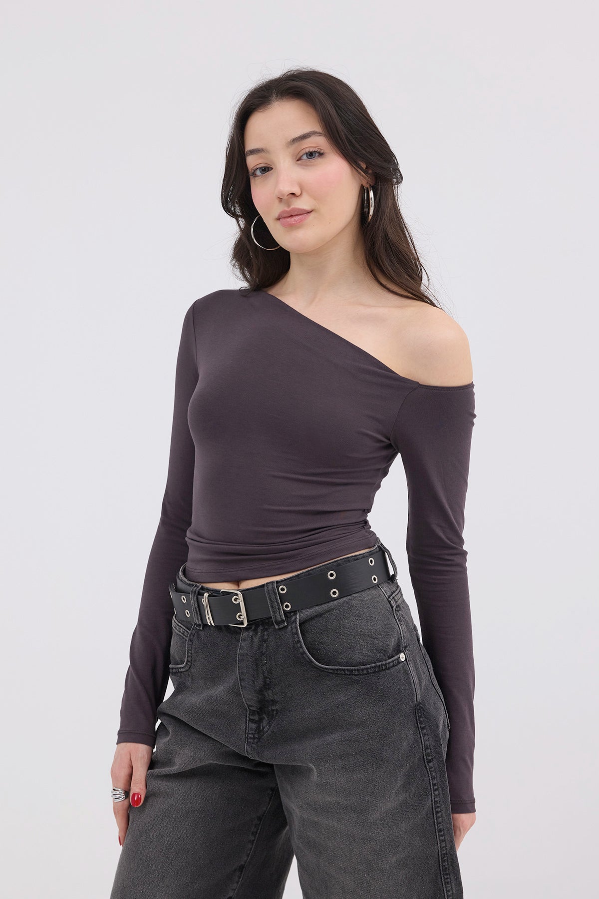 Soft-Brown_Asymmetrical-Collar-Long-Sleeve-Blouse-addax