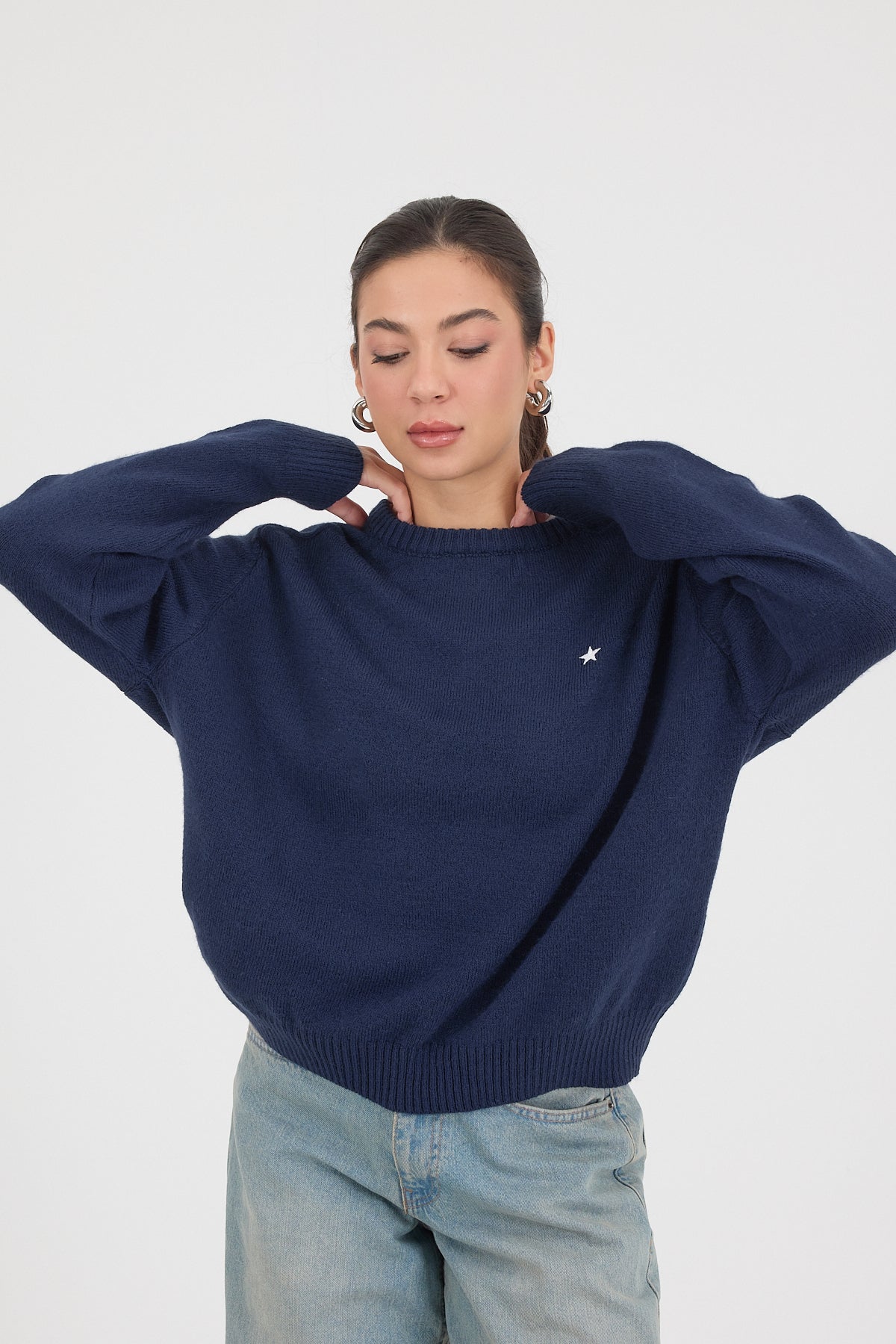 Night-Blue_Crew-Neck-Star-Embroidered-Knitwear-Sweater-addax