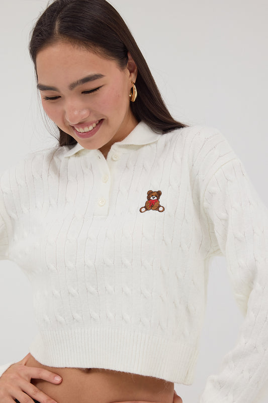 Ecru_Polo-Neck-Teddy-Bear-Embroidered-Knitwear-Sweater-addax