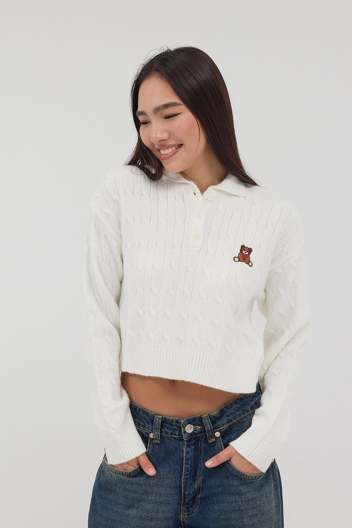 Ecru_Polo-Neck-Teddy-Bear-Embroidered-Knitwear-Sweater-addax