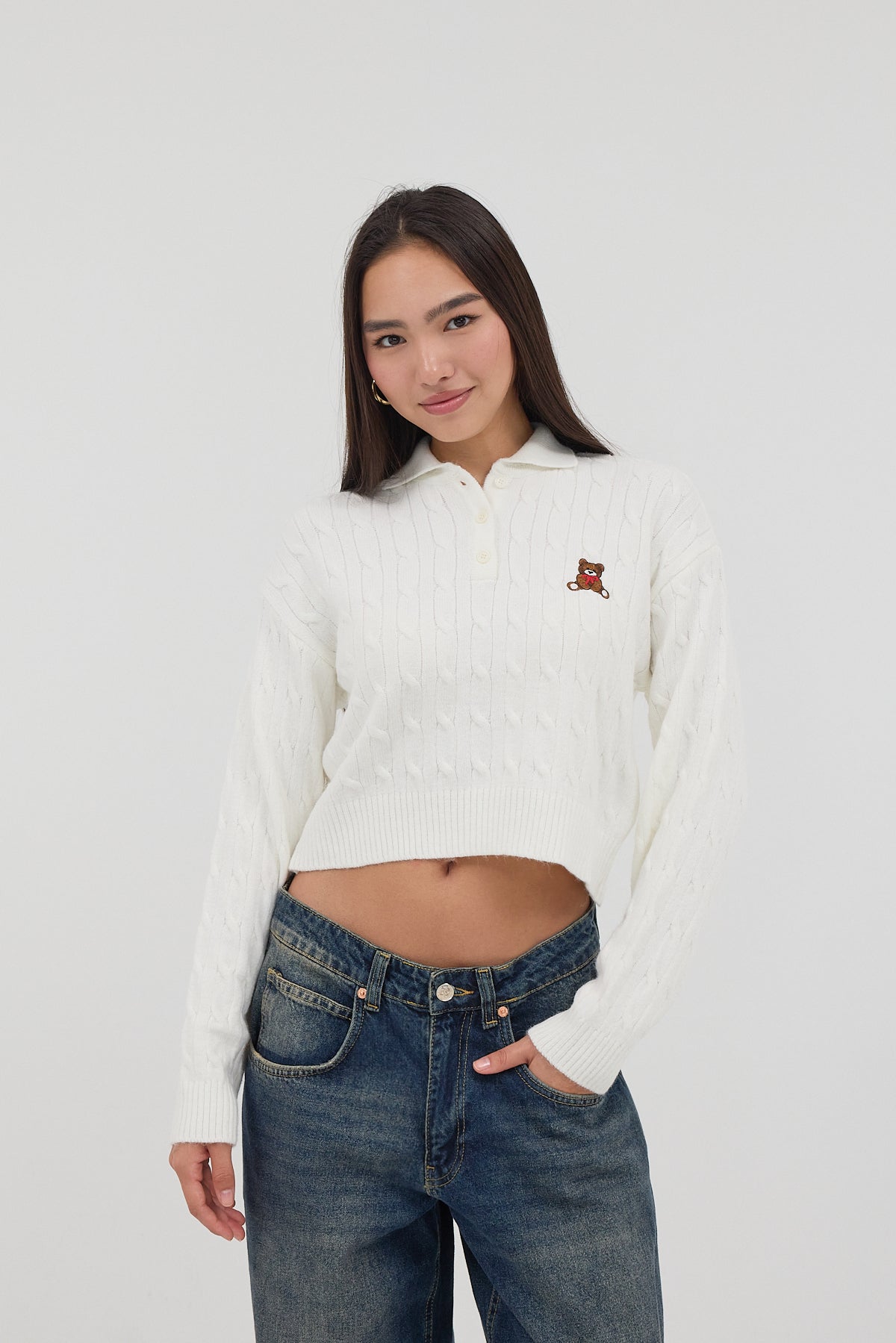 Ecru_Polo-Neck-Teddy-Bear-Embroidered-Knitwear-Sweater-addax