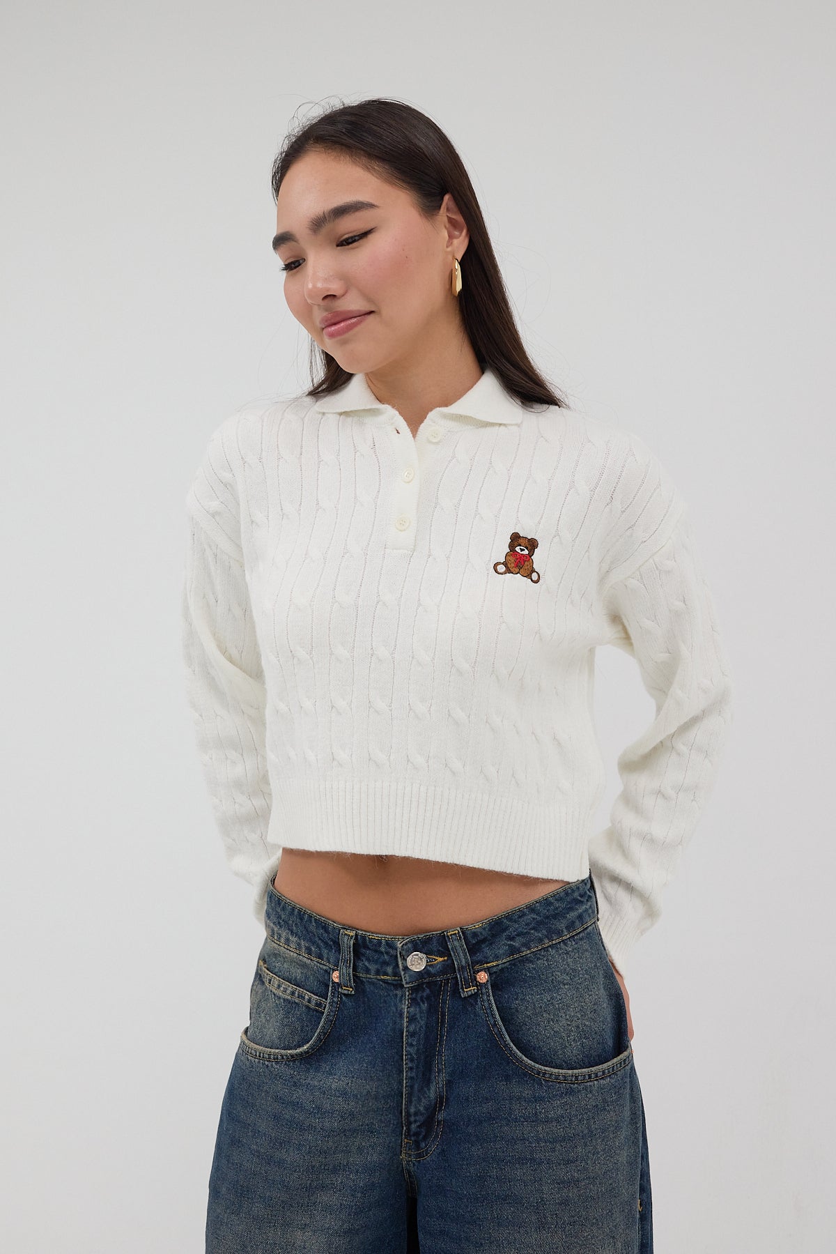 Ecru_Polo-Neck-Teddy-Bear-Embroidered-Knitwear-Sweater-addax
