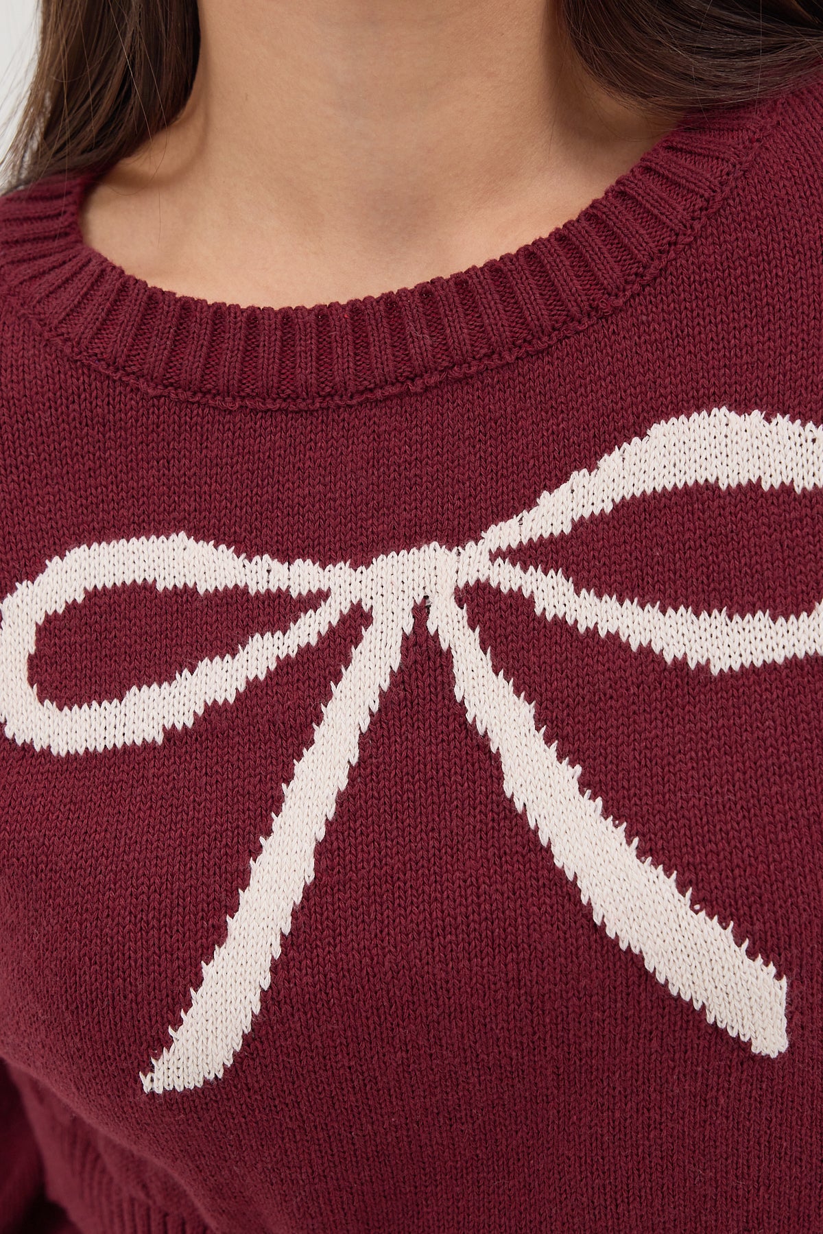 Light-Burgundy_Crew-Neck-Bow-Patterned-Crop-Knitwear-Sweater-addax