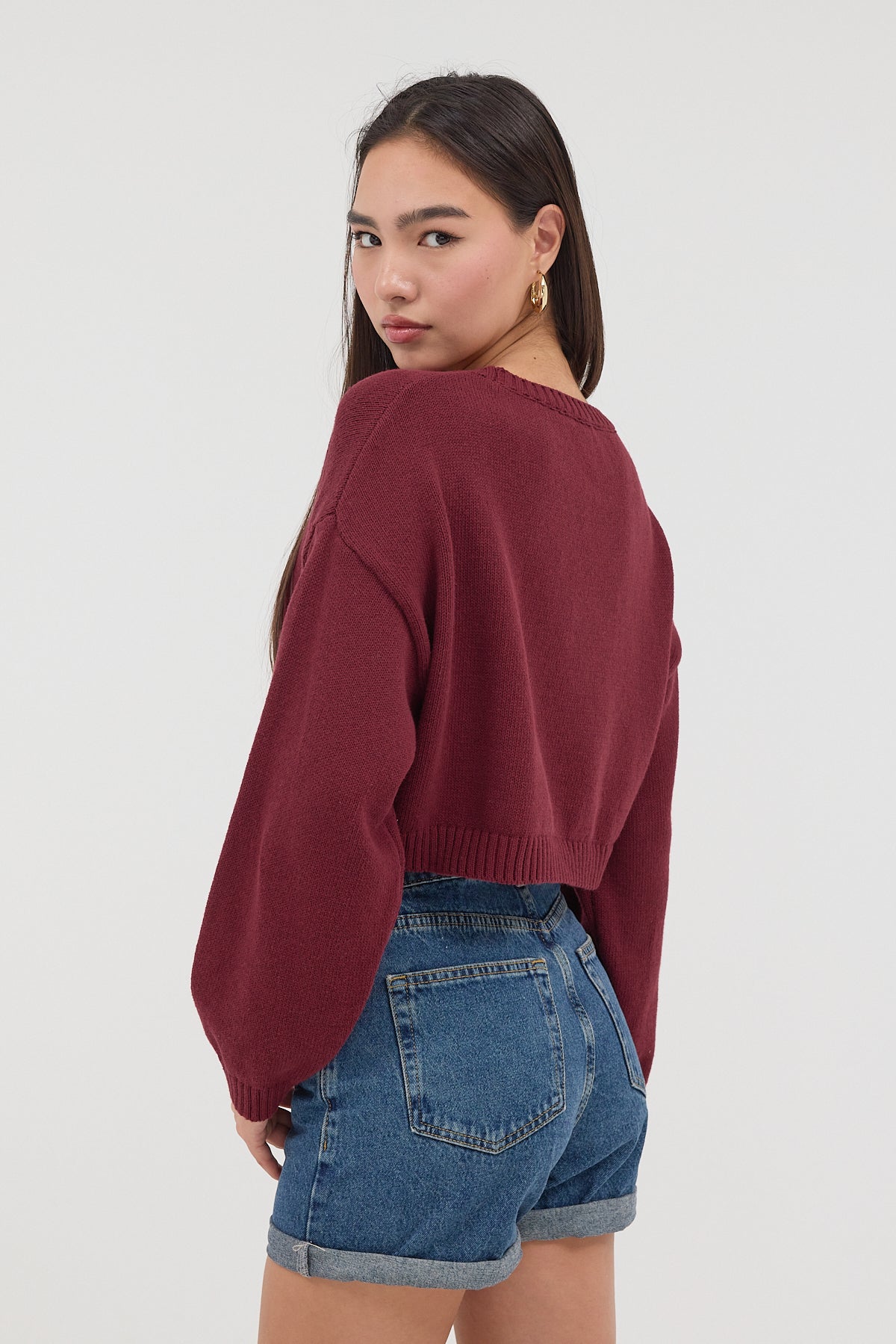 Light-Burgundy_Crew-Neck-Bow-Patterned-Crop-Knitwear-Sweater-addax