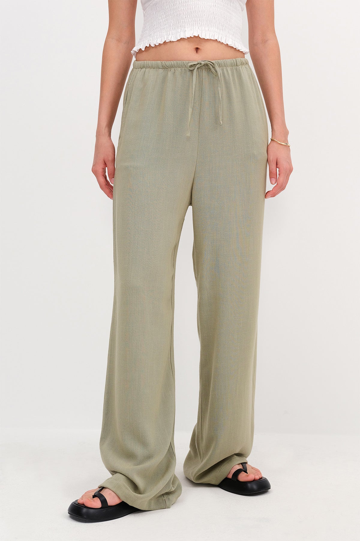 Oil-Green_Linen-Blend-Tie-Waist-Wide-Leg-Pants-addax