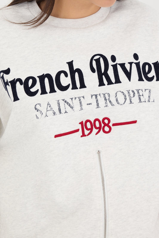 Grey_FRENCH-RİVIERA-Written-Front-Zipper-Sweatshirt-addax