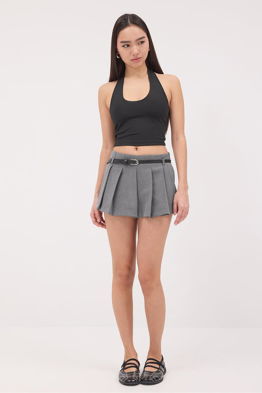 Grey_Pleated-Skort-with-Belt-addax