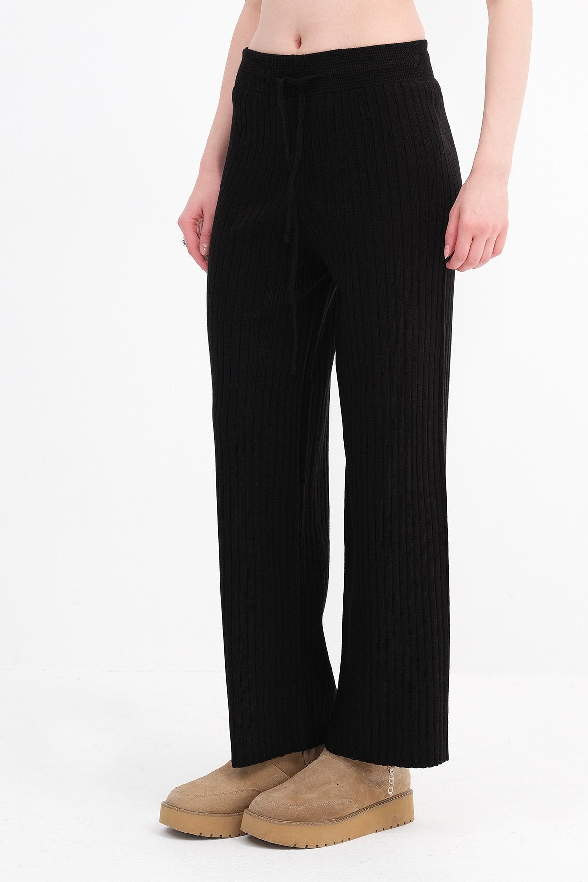 Black_Elastic-Waist-Front-Tie-Knit-Pants-addax