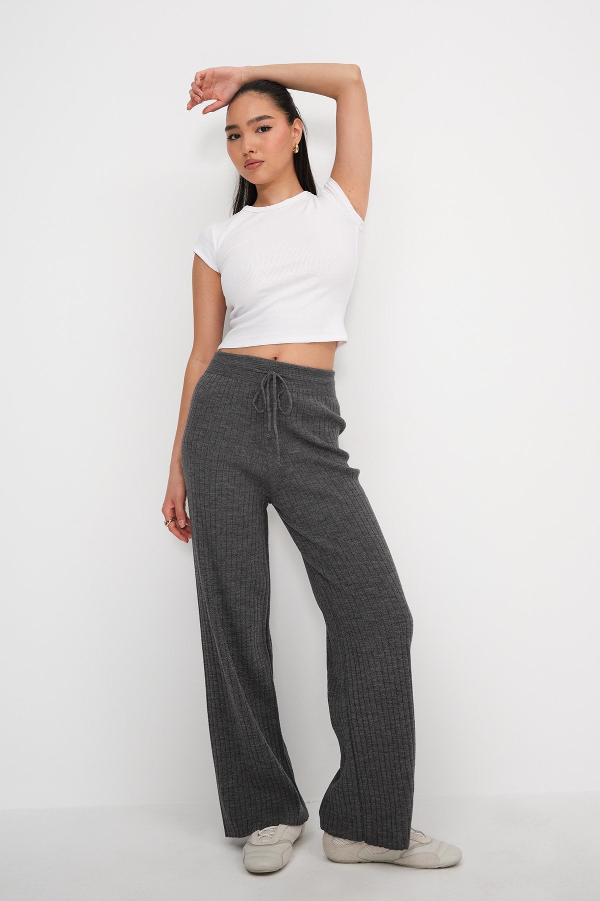 Charcoal_Elastic-Waist-Front-Tie-Knit-Pants-addax