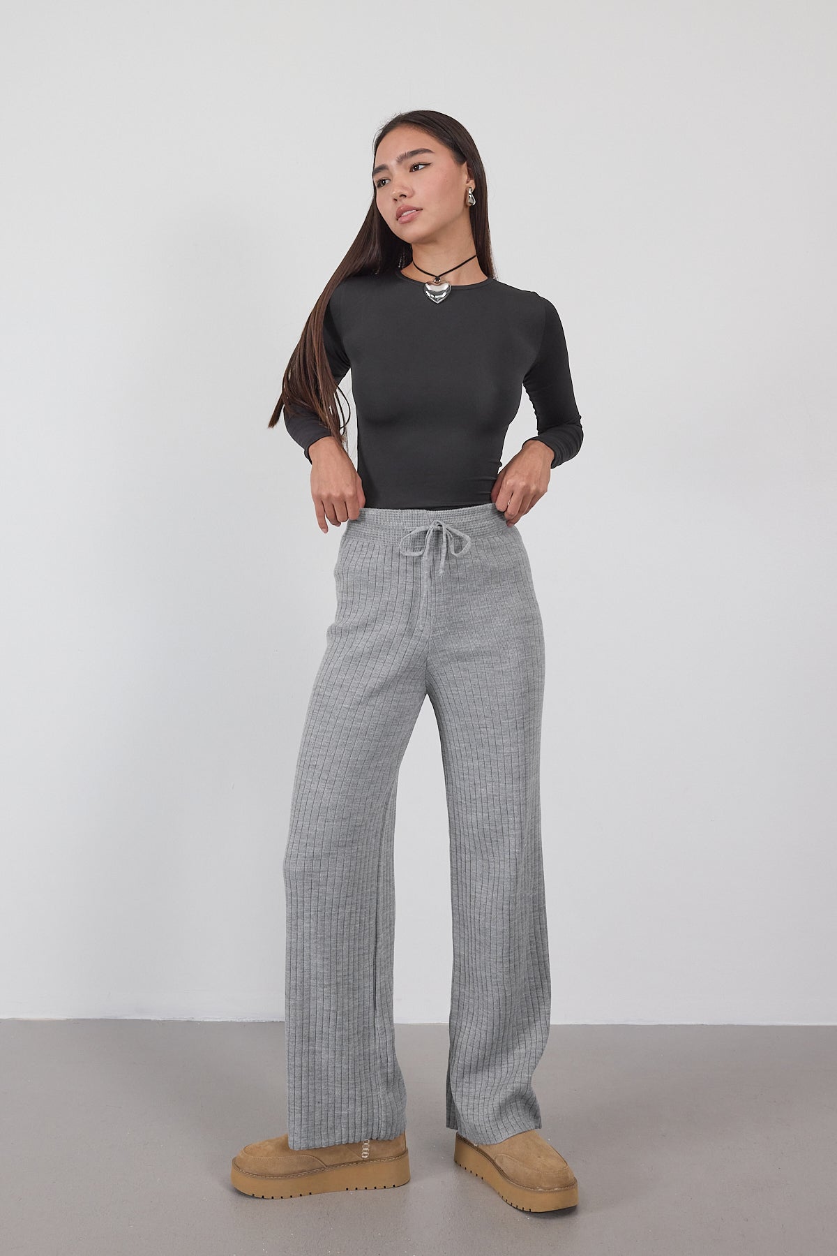 Grey_Elastic-Waist-Front-Tie-Knit-Pants-addax
