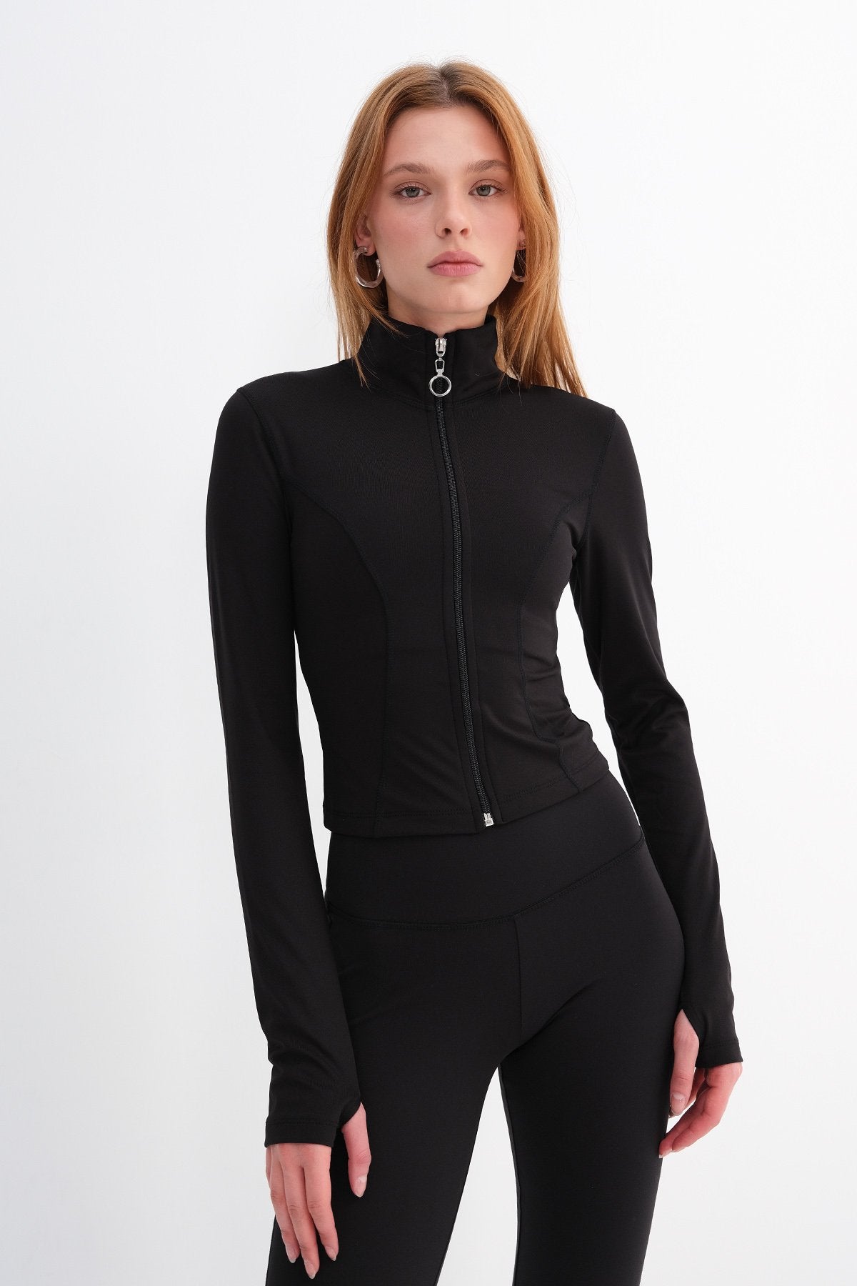 Stand Collar Zippered Basic Cardigan