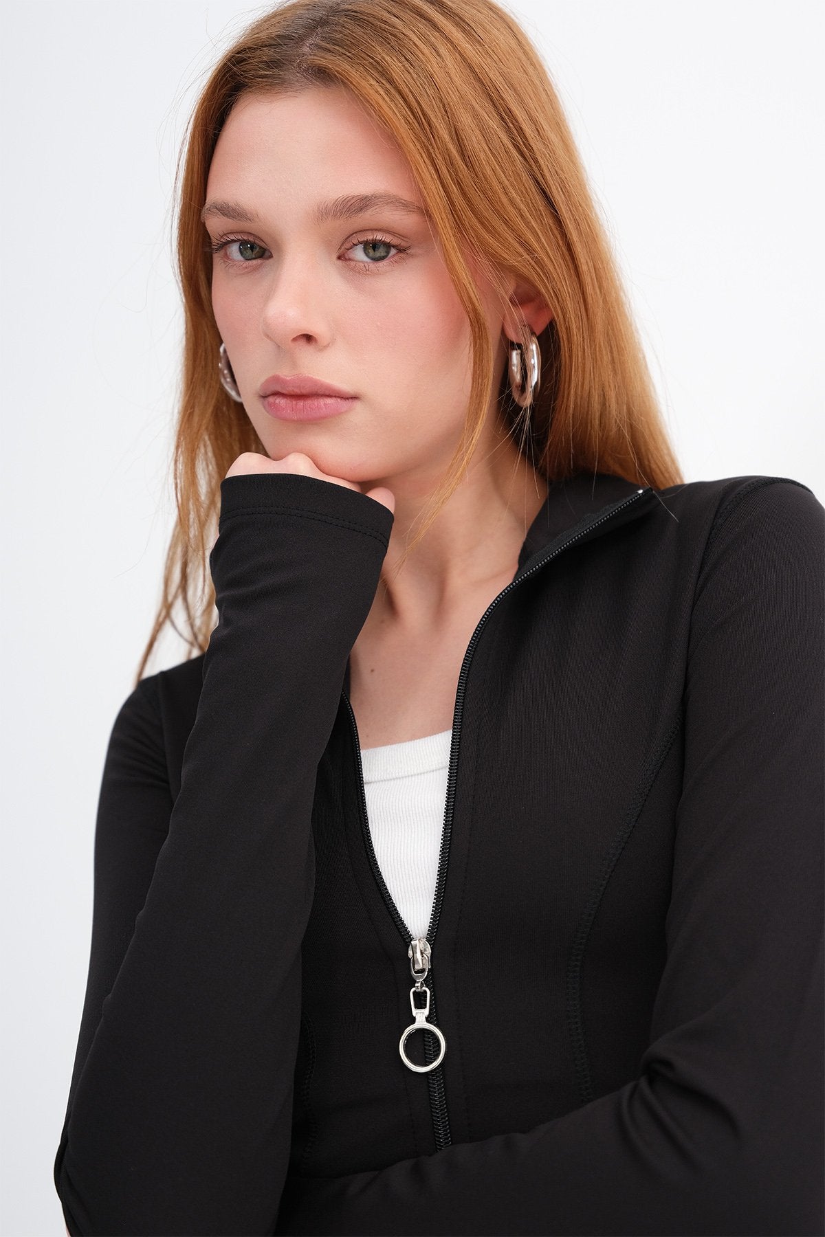 Black_Stand-Collar-Zippered-Basic- Cardigan-addax