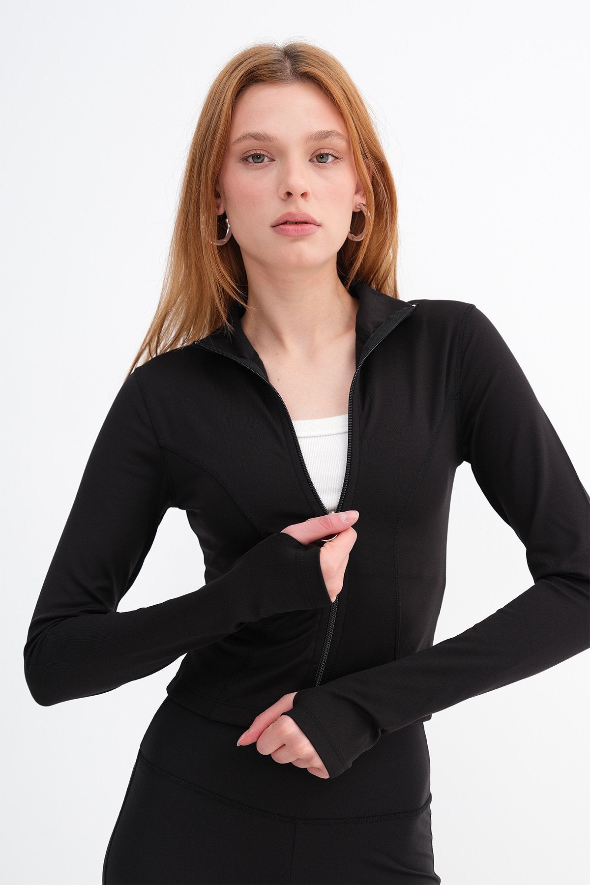 Black_Stand-Collar-Zippered-Basic- Cardigan-addax