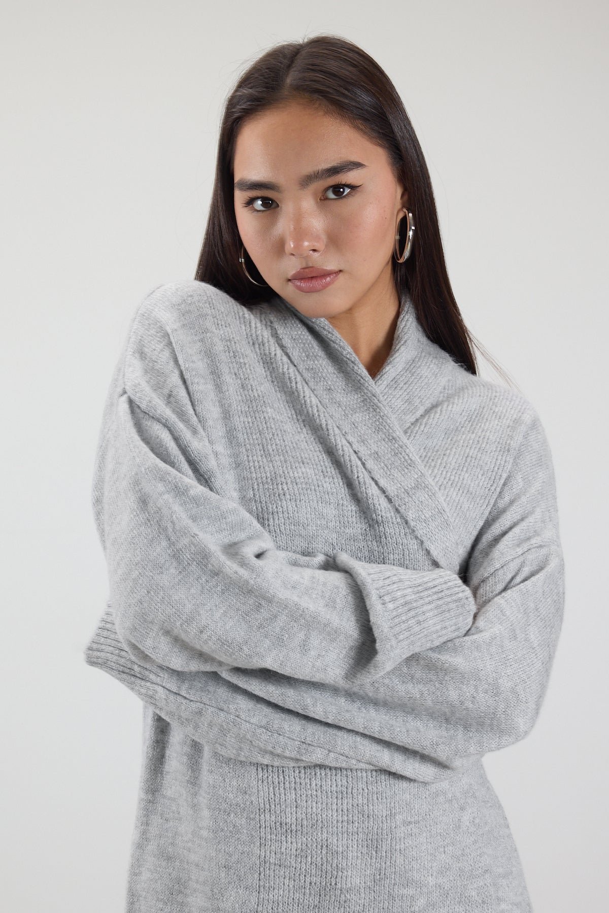 Shawl Collar Long Knit Cardigan