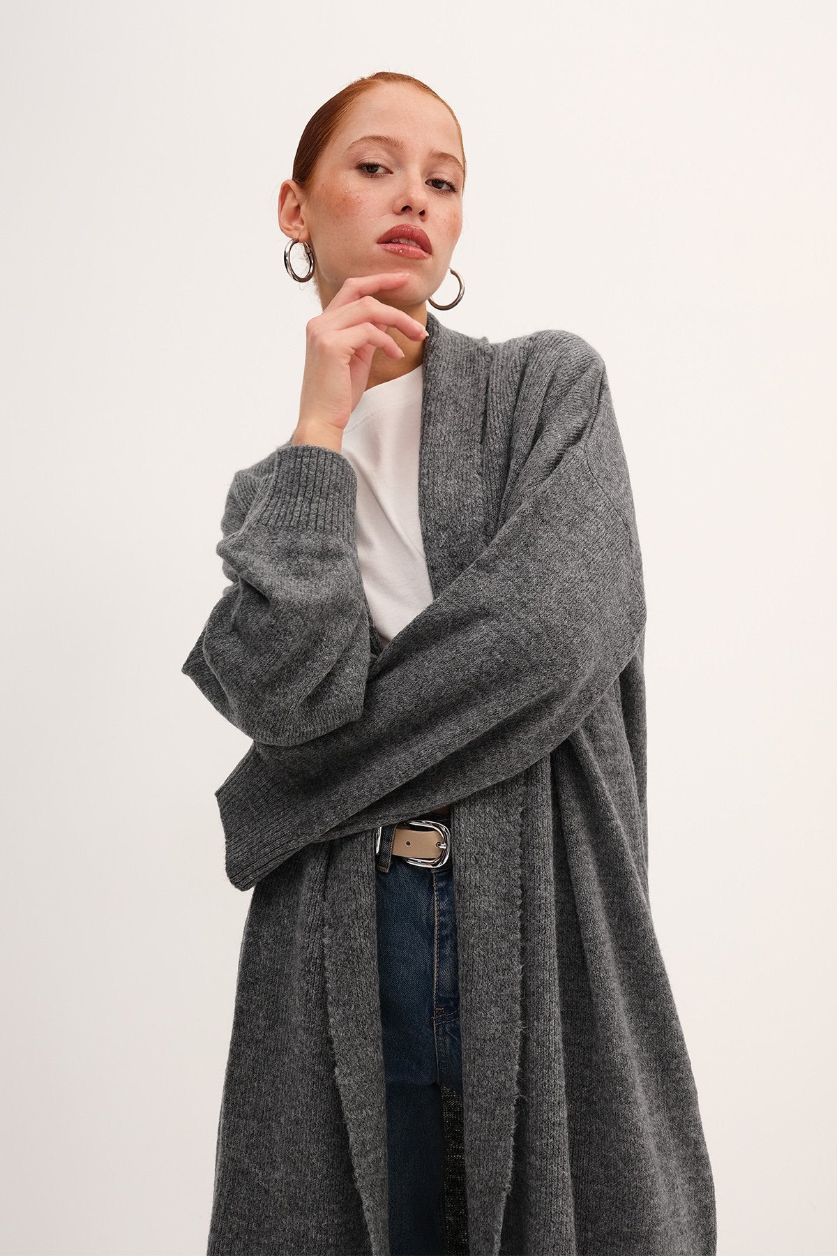 Lead-Grey_Shawl-Collar-Long-Knit-Cardigan-addax