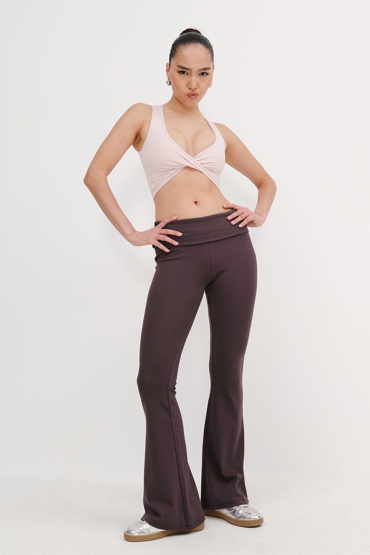 Soft-Brown_Folded-Waistband-Modal-Leggings-addax