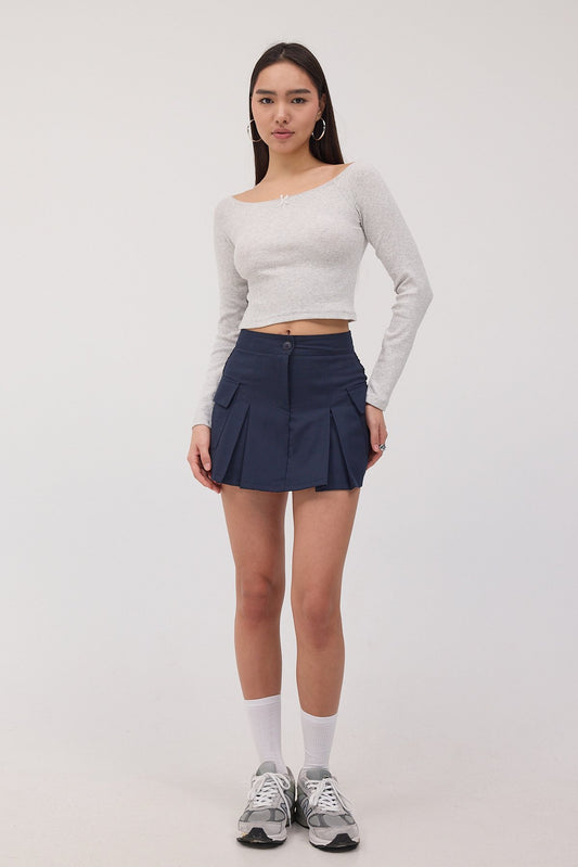 Snow-Melange_Boat-Neck-Long-Sleeve-Crop-Blouse-addax