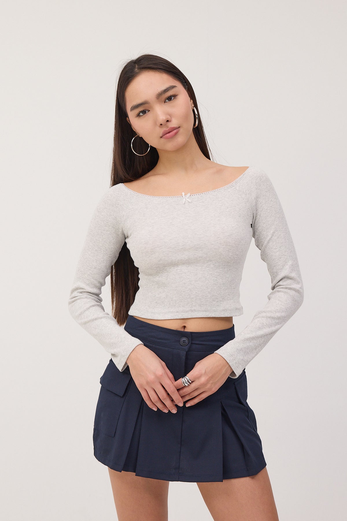 Snow-Melange_Boat-Neck-Long-Sleeve-Crop-Blouse-addax