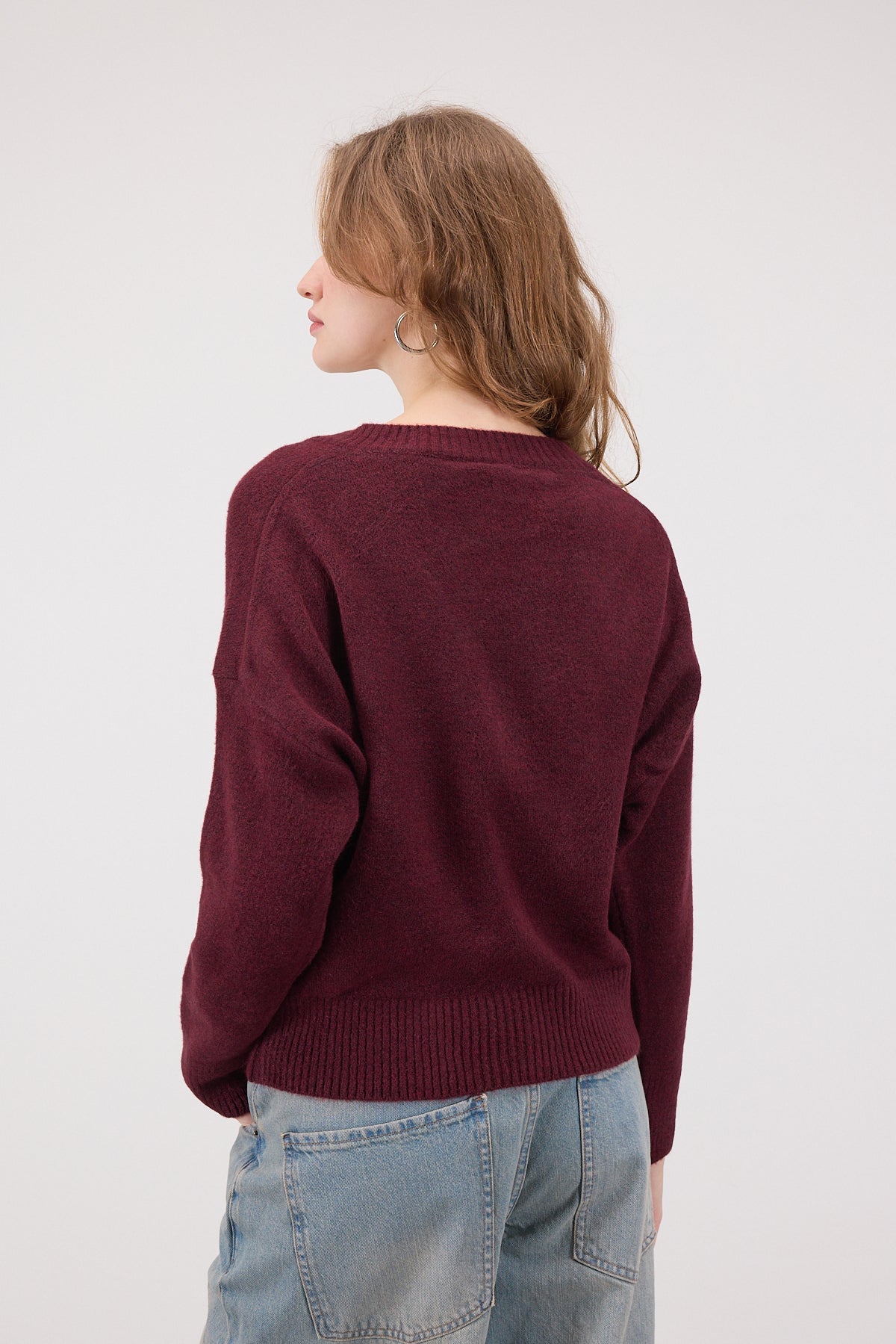 Light-Burgundy_V-Neck-Long-Sleeve-Knitwear-Sweater-addax