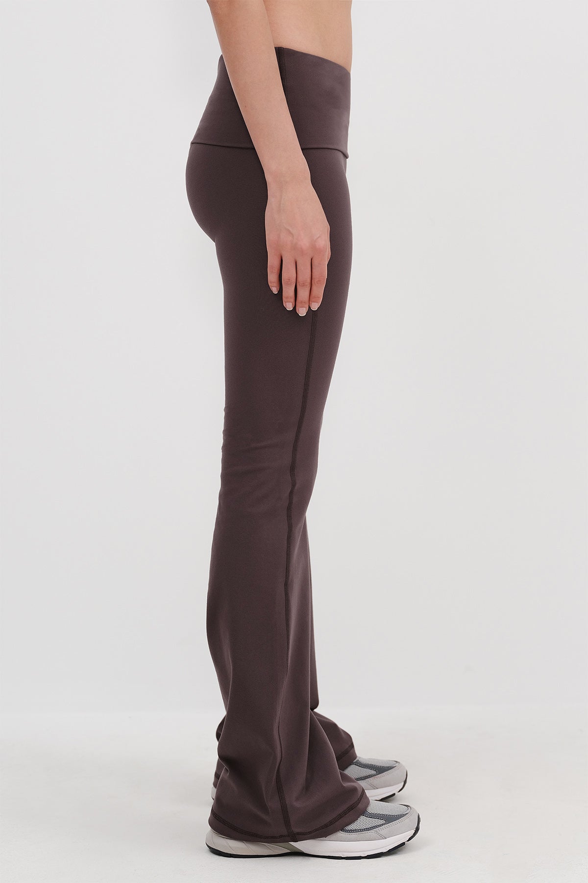 Folded Waistband Flared Leggings