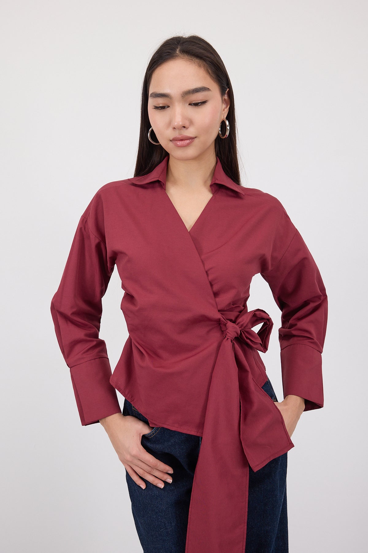 Burgundy_Side-Tie-Shirt-addax