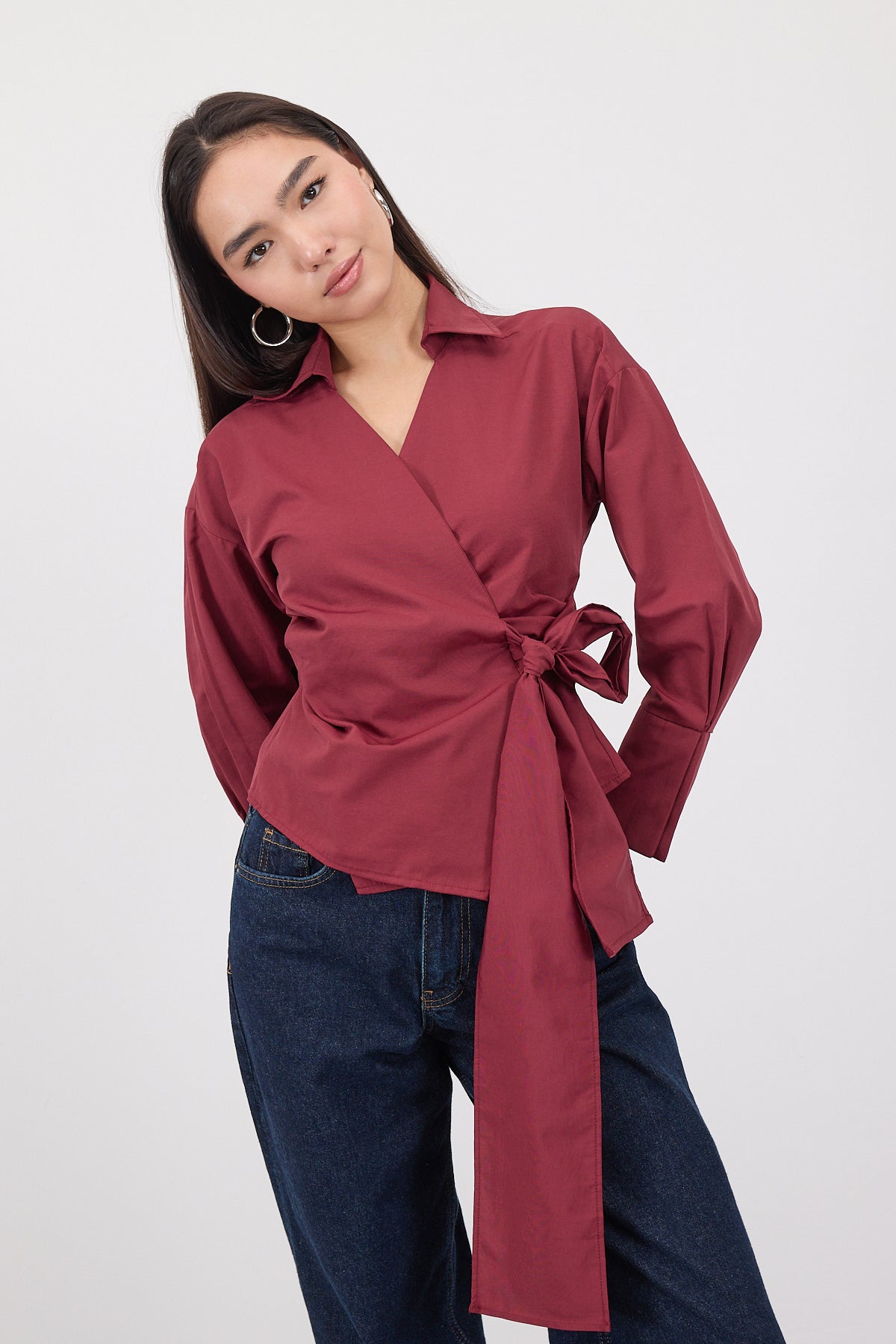 Burgundy_Side-Tie-Shirt-addax