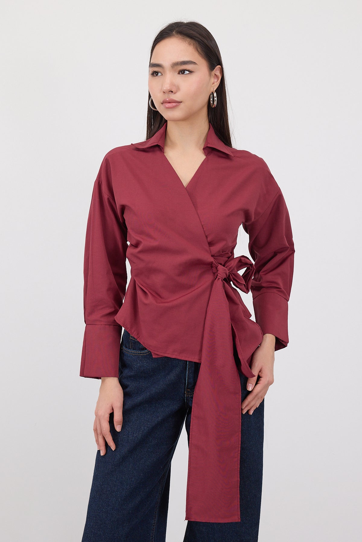 Burgundy_Side-Tie-Shirt-addax