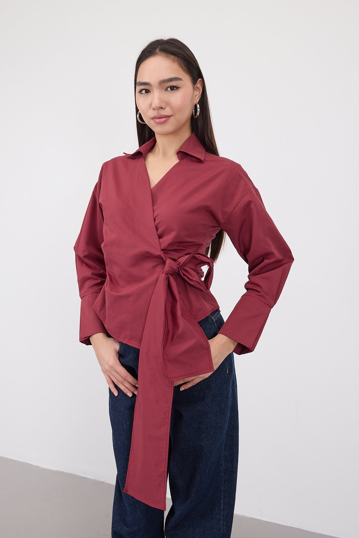 Burgundy_Side-Tie-Shirt-addax