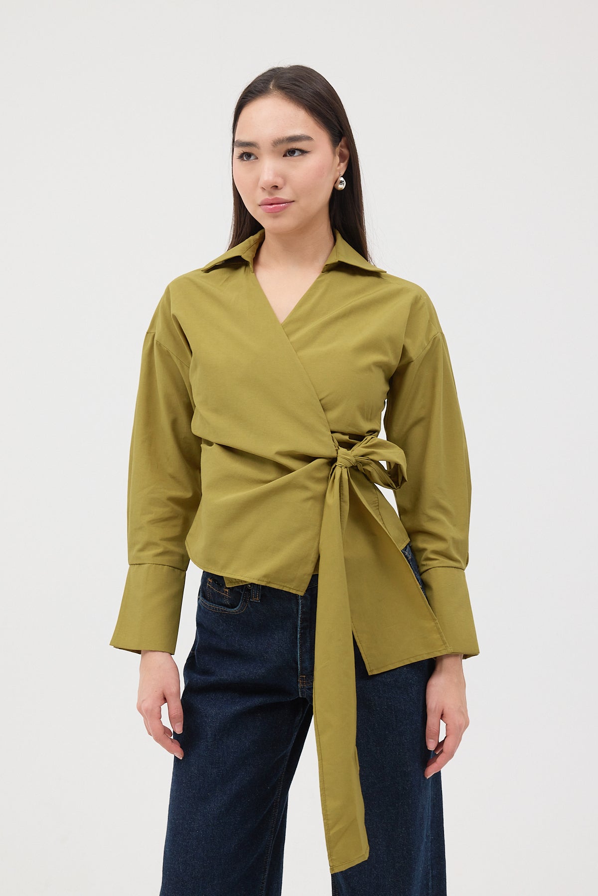Oil-Green_Side-Tie-Shirt-addax