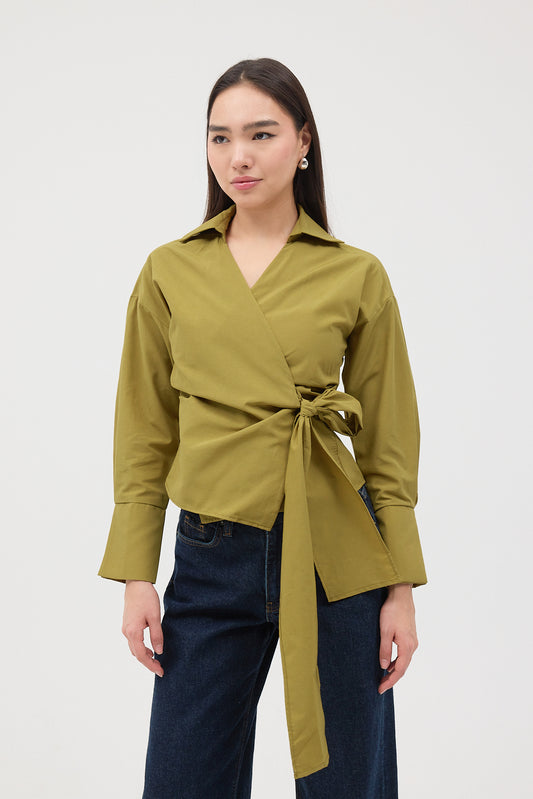 Oil-Green_Side-Tie-Shirt-addax