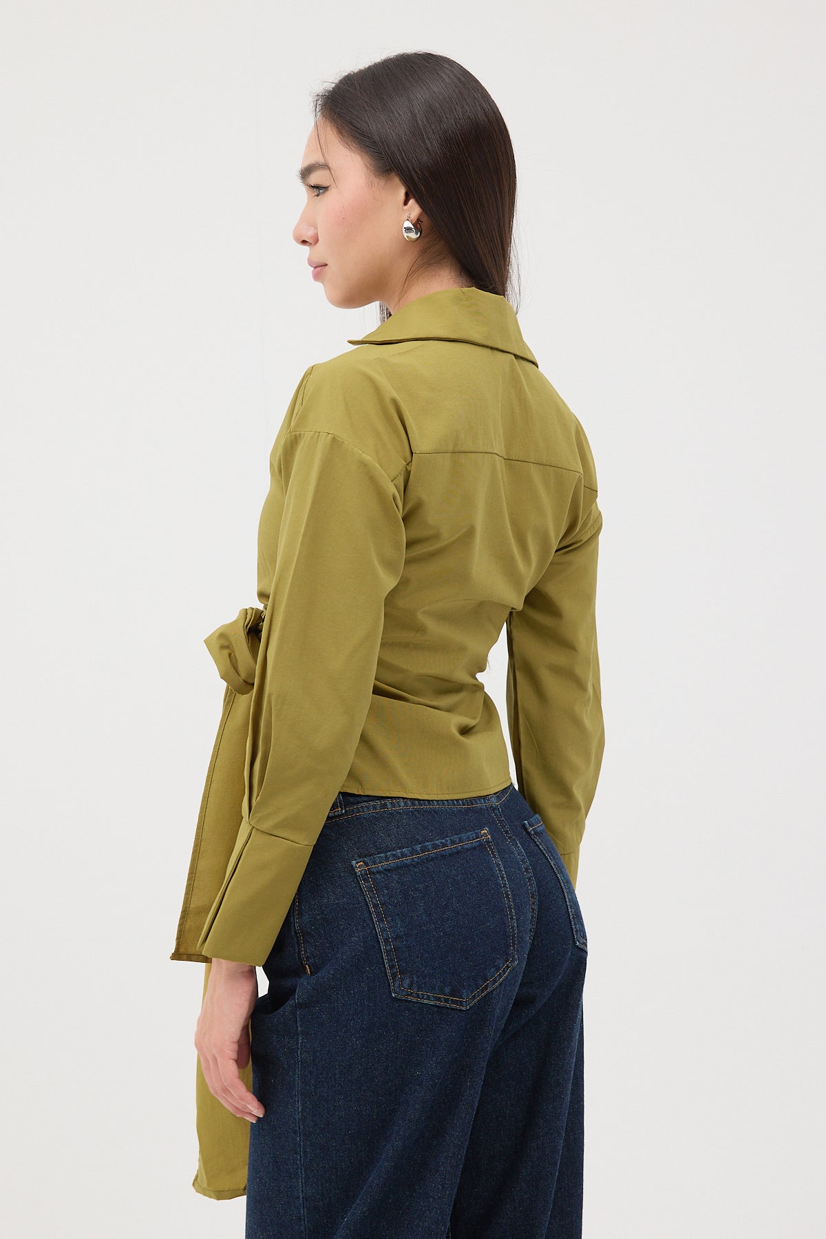 Oil-Green_Side-Tie-Shirt-addax