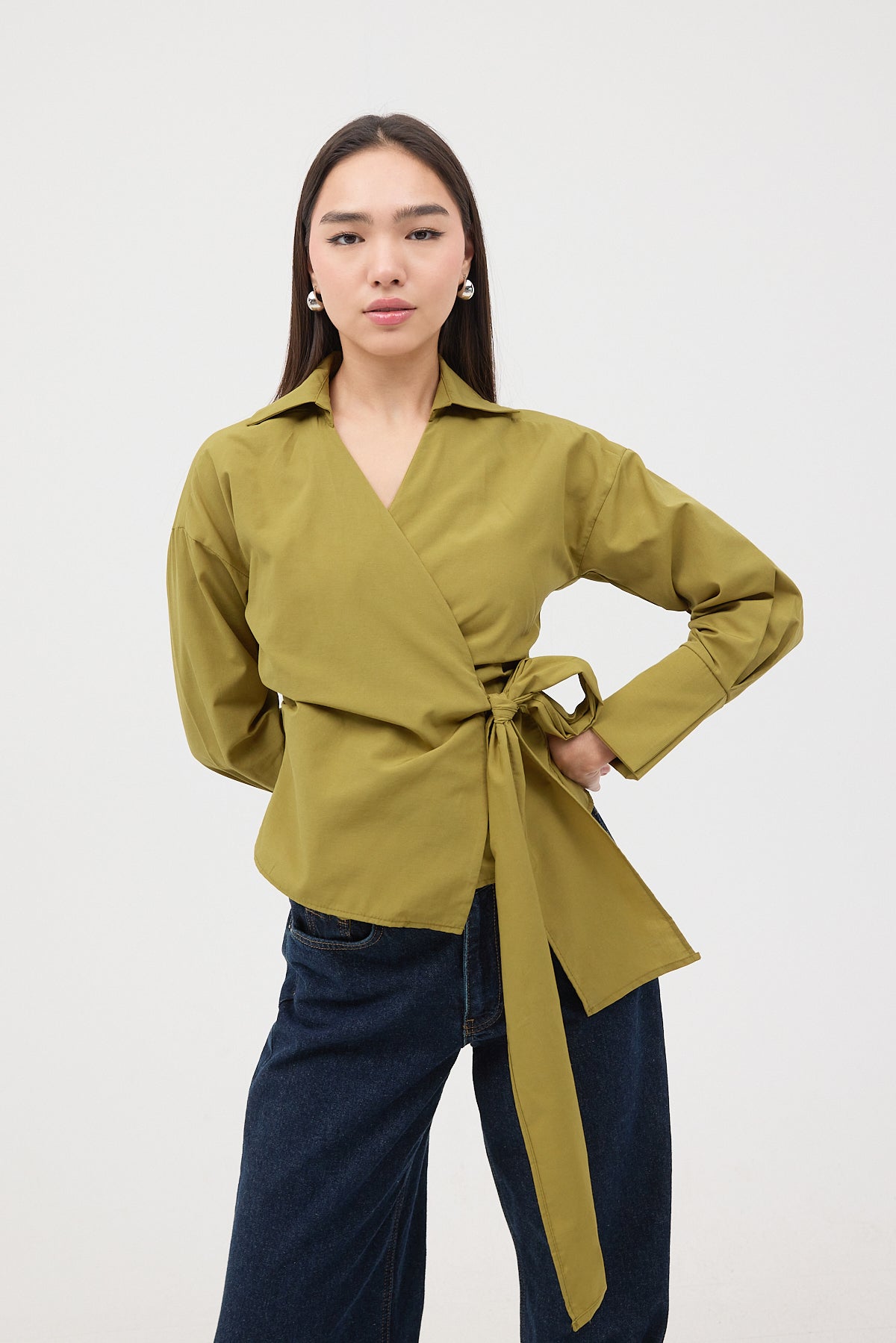 Oil-Green_Side-Tie-Shirt-addax