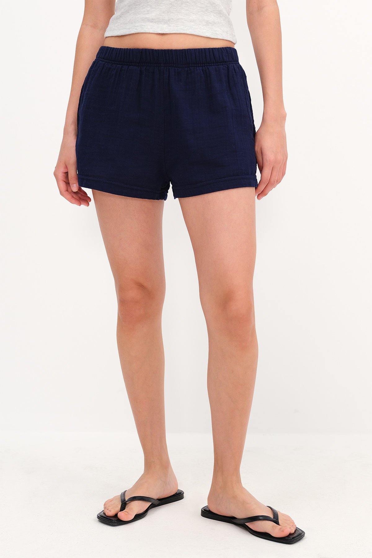 Night-Blue_Elastic-Waist-Shorts-addax