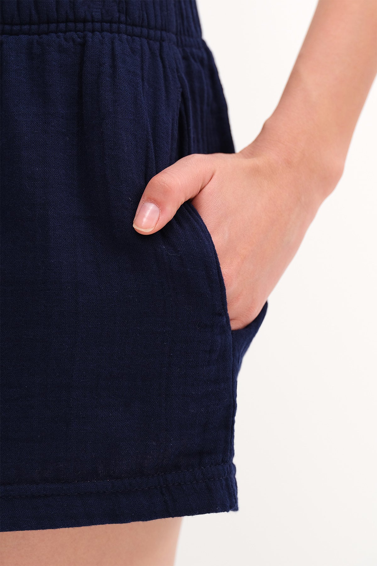 Night-Blue_Elastic-Waist-Shorts-addax