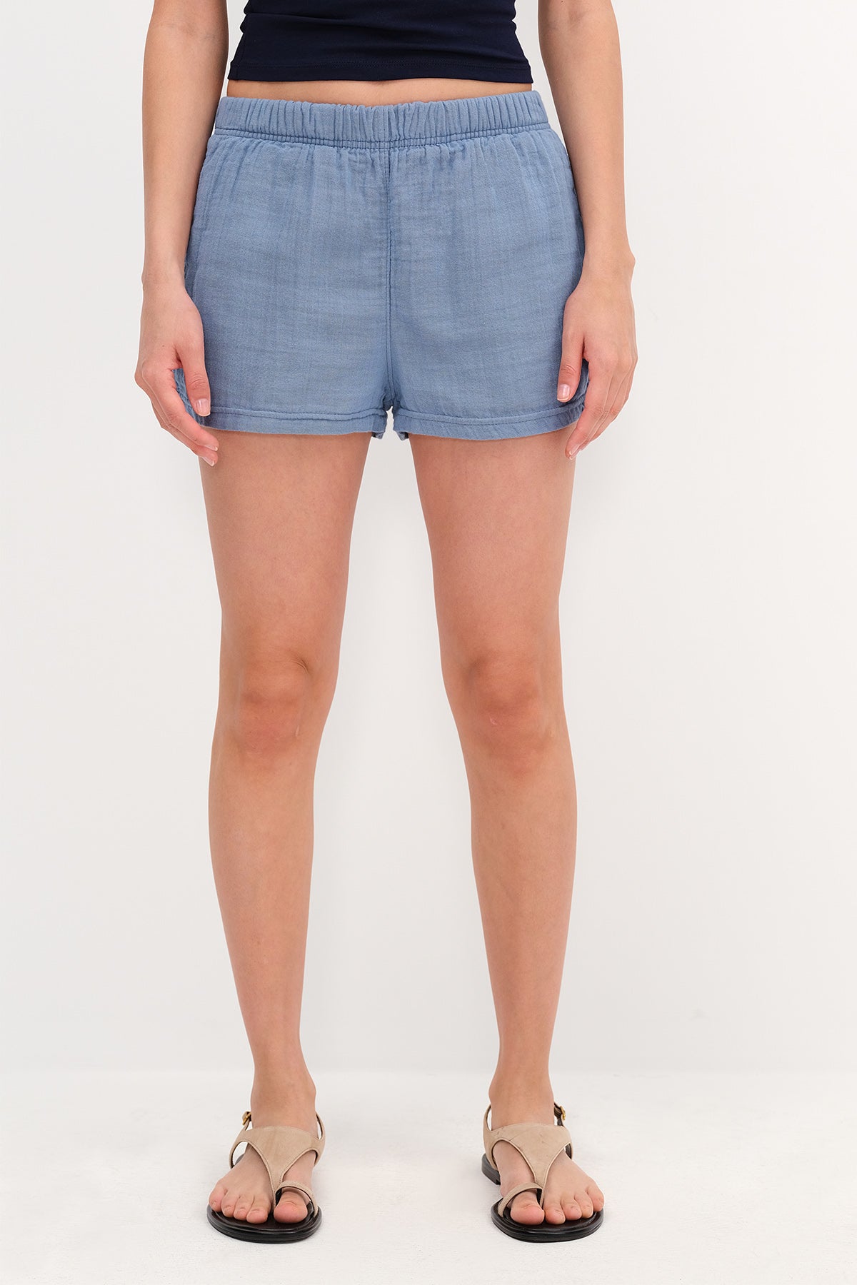 Indigo_Elastic-Waist-Shorts-addax