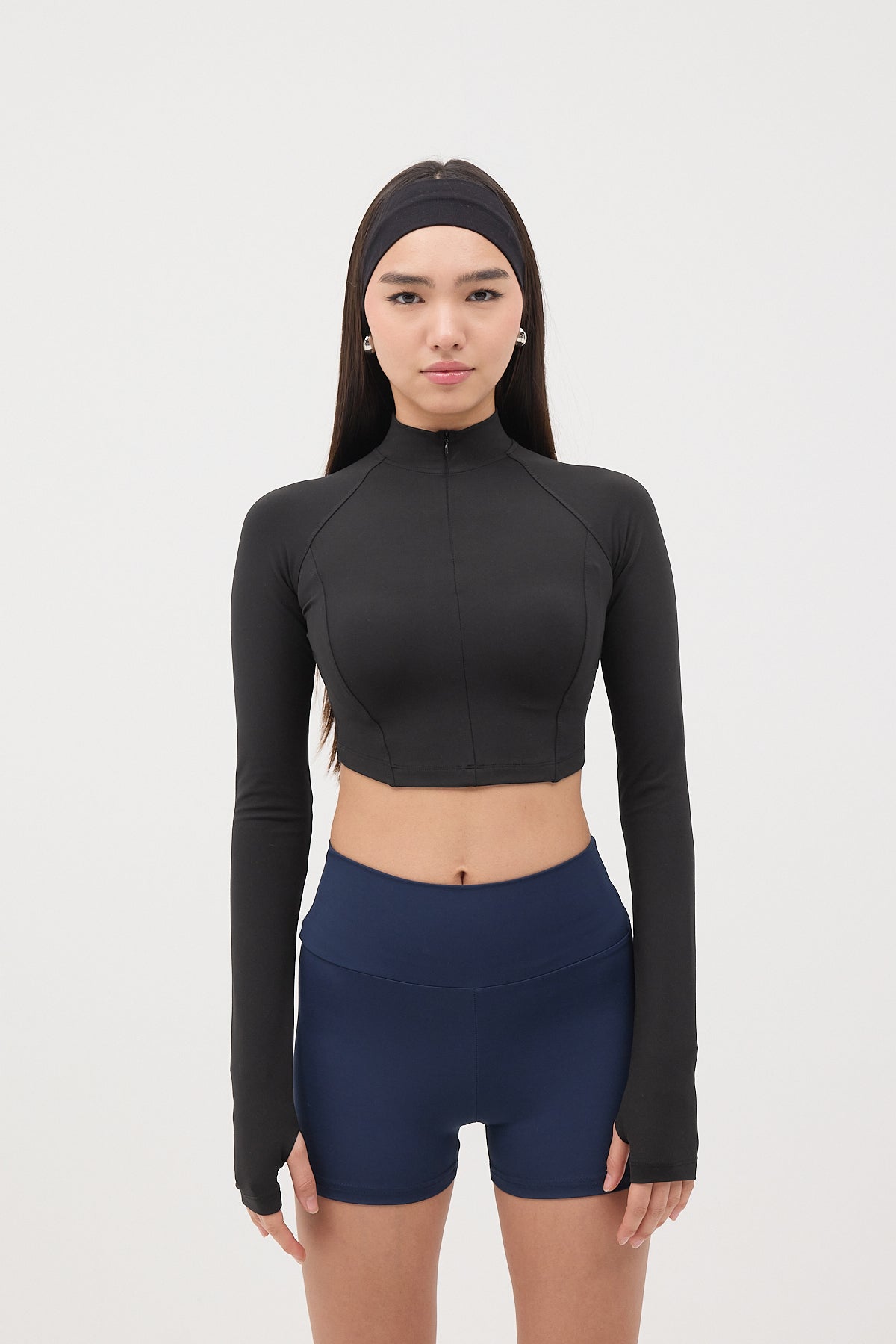 Black_Zippered-Collar-Crop-Blouse-addax