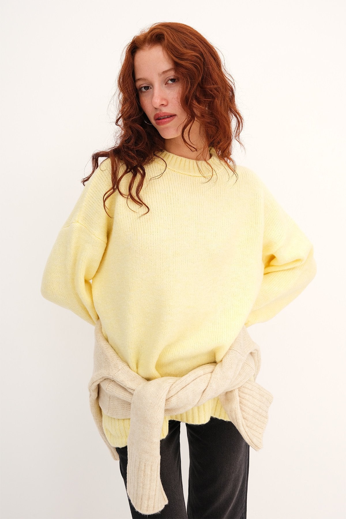 Yellow_Crew-Neck-Basic-Knitwear-Sweater-addax
