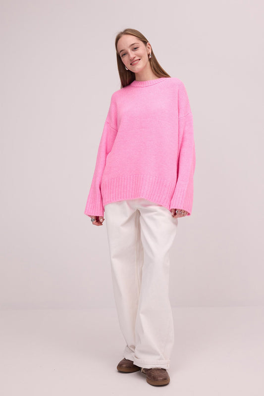 Pink_Crew-Neck-Basic-Knitwear-Sweater-addax