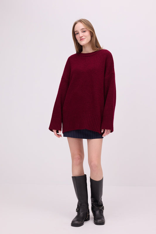 Burgundy_Crew-Neck-Basic-Knitwear-Sweater-addax