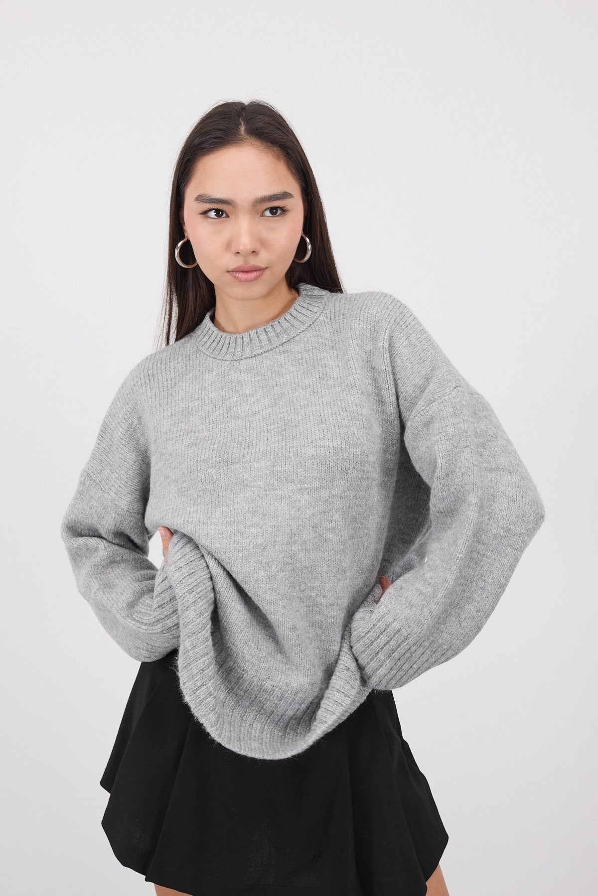 Grey-Melange_Crew-Neck-Basic-Knitwear-Sweater-addax