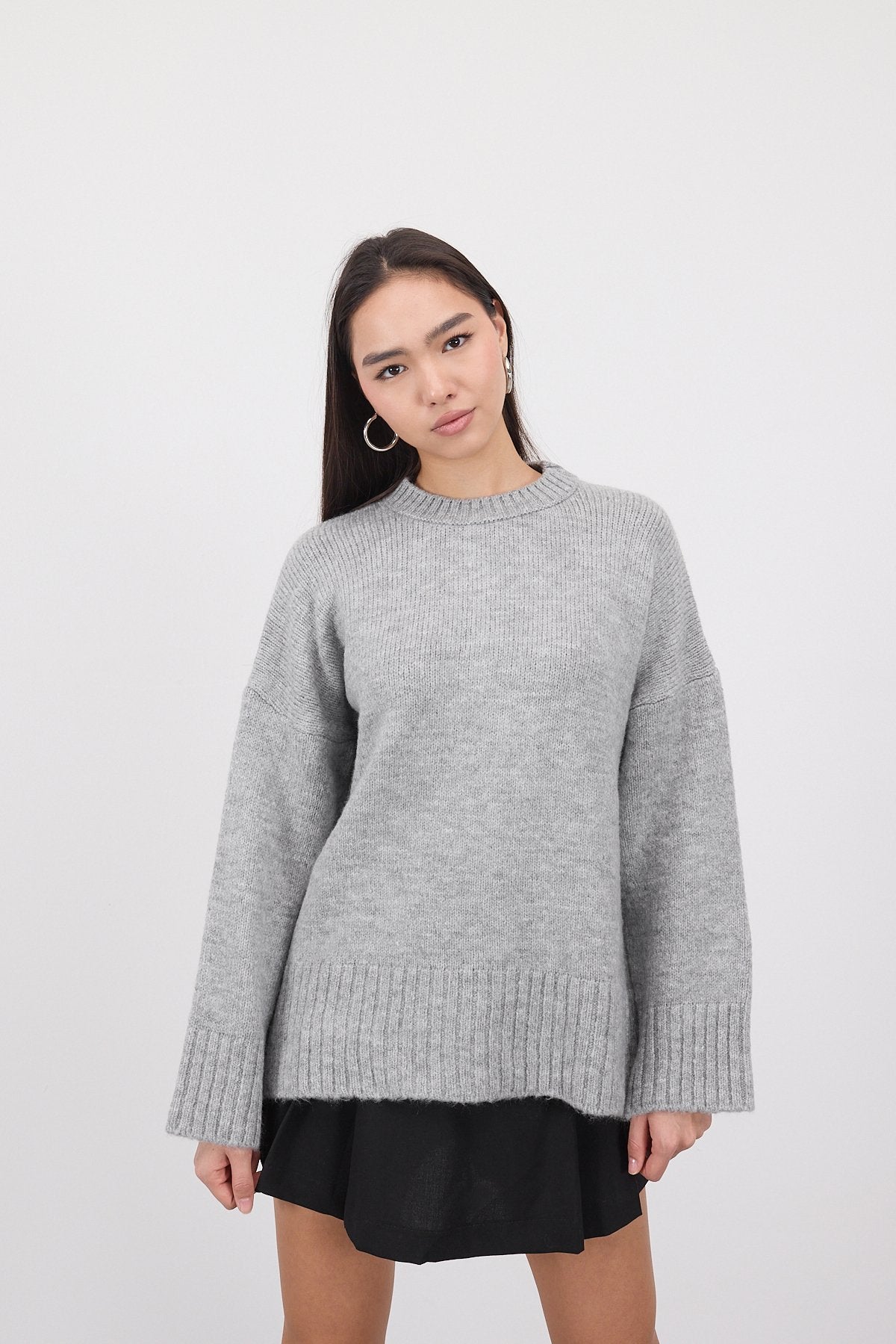 Grey-Melange_Crew-Neck-Basic-Knitwear-Sweater-addax