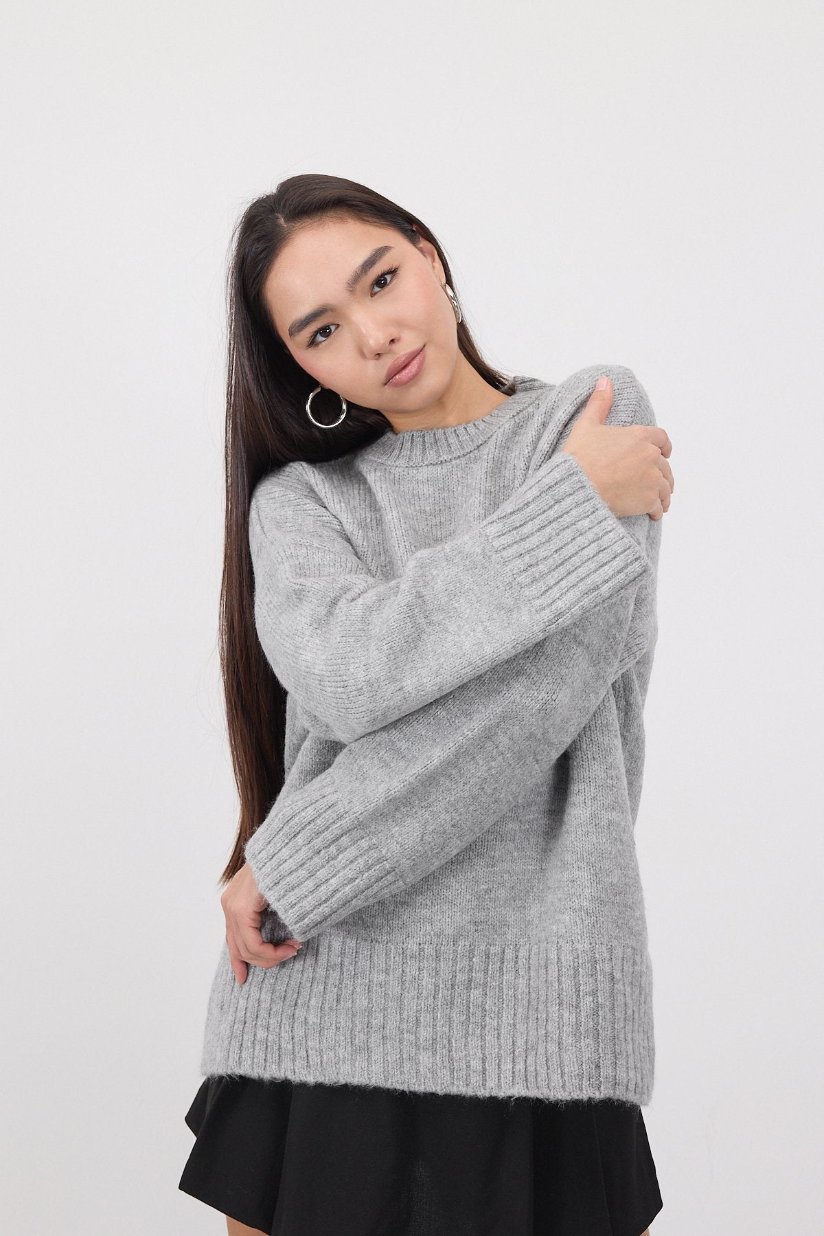 Grey-Melange_Crew-Neck-Basic-Knitwear-Sweater-addax