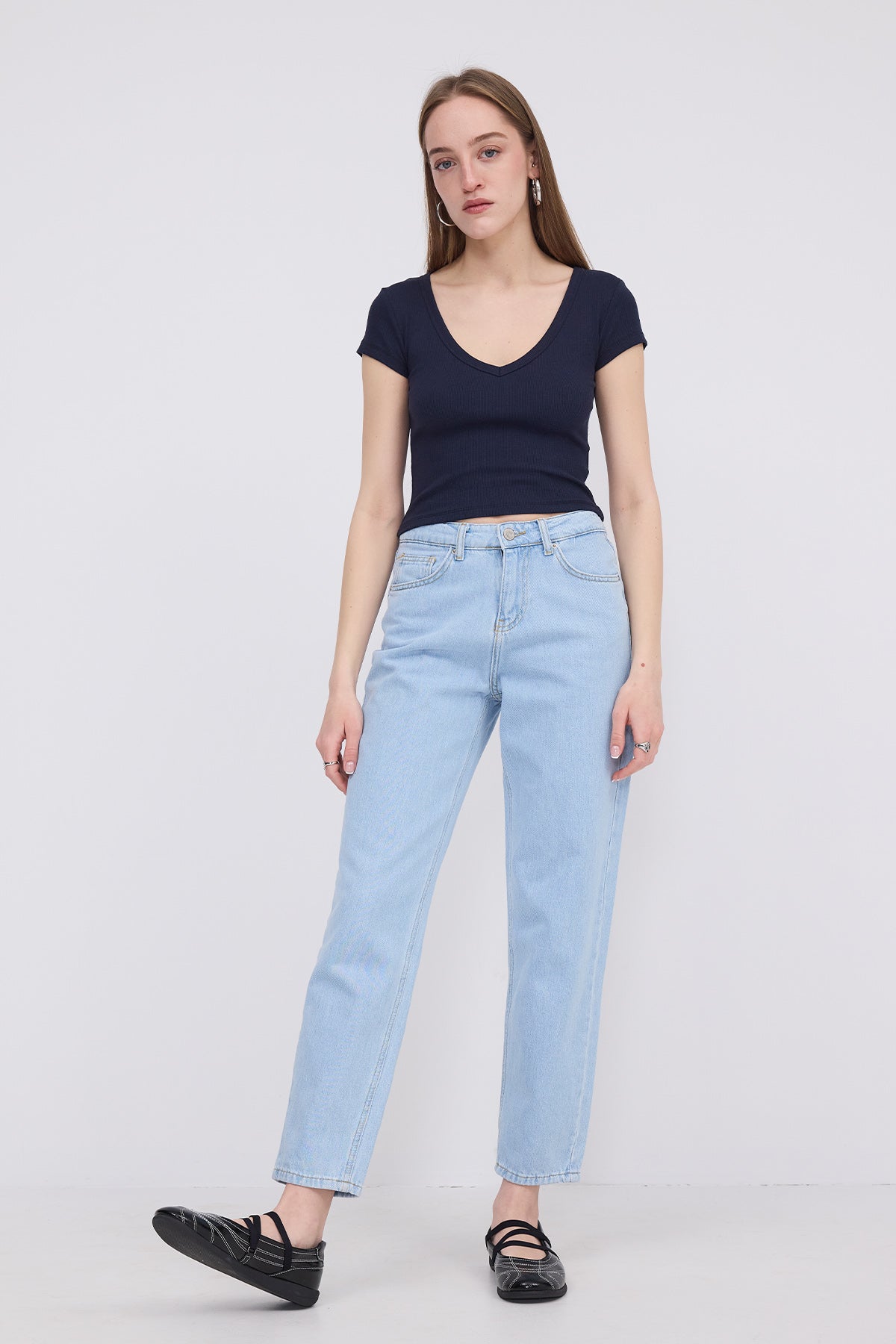 Night-Blue_V-Neck-Crop-T-shirt-addax