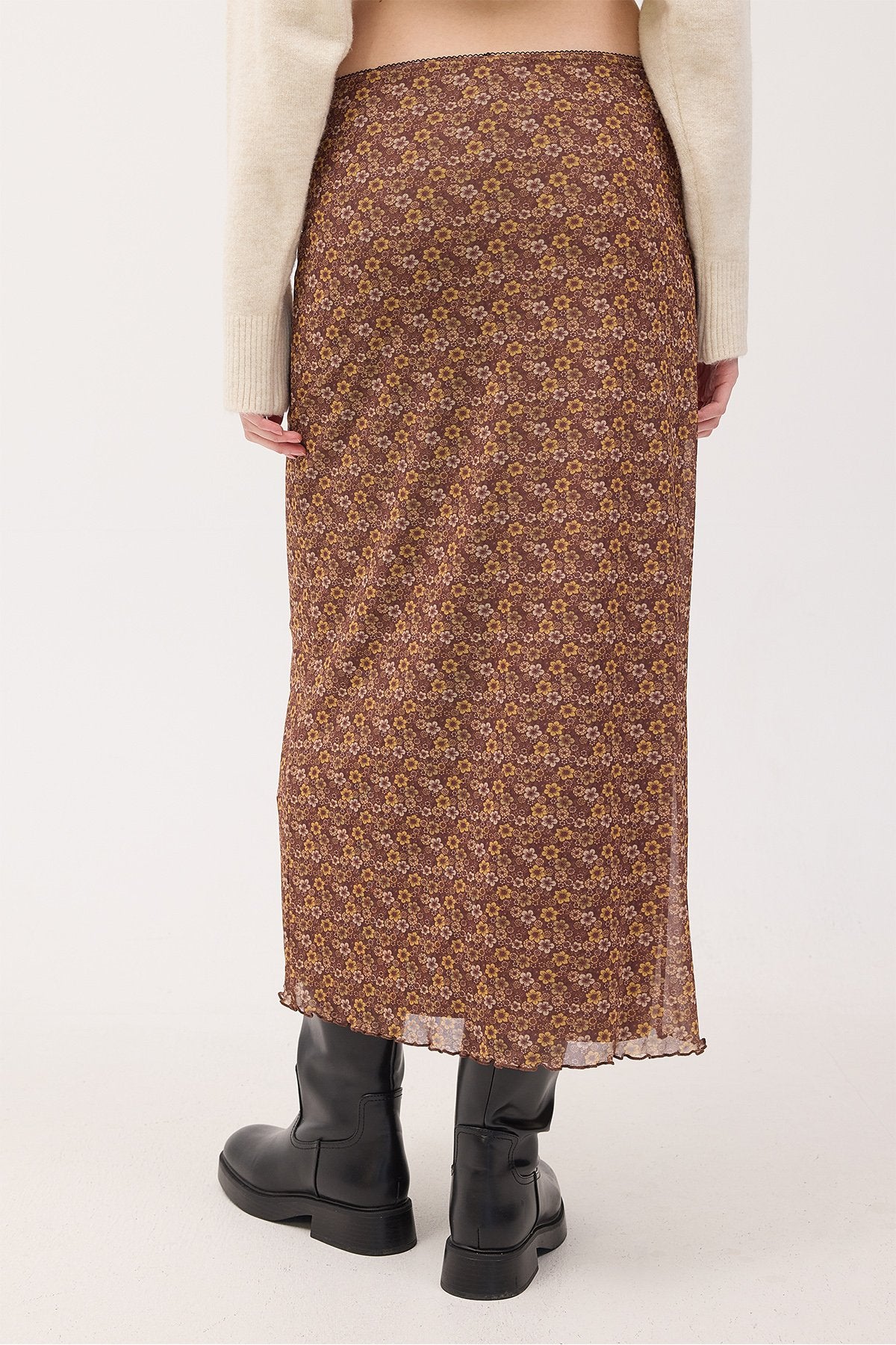 Brown_Floral-Patterned-Lined-Midi-Skirt-addax