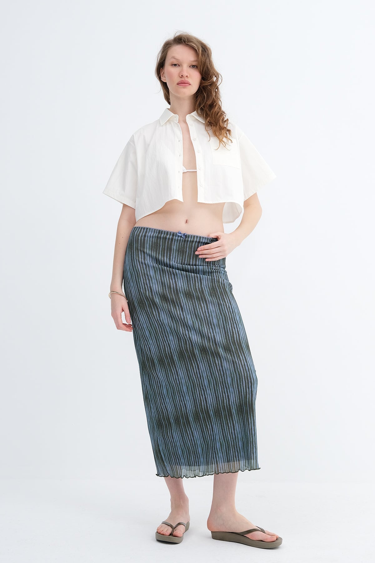 Blue-Khaki_Floral-Patterned-Lined-Midi-Skirt-addax