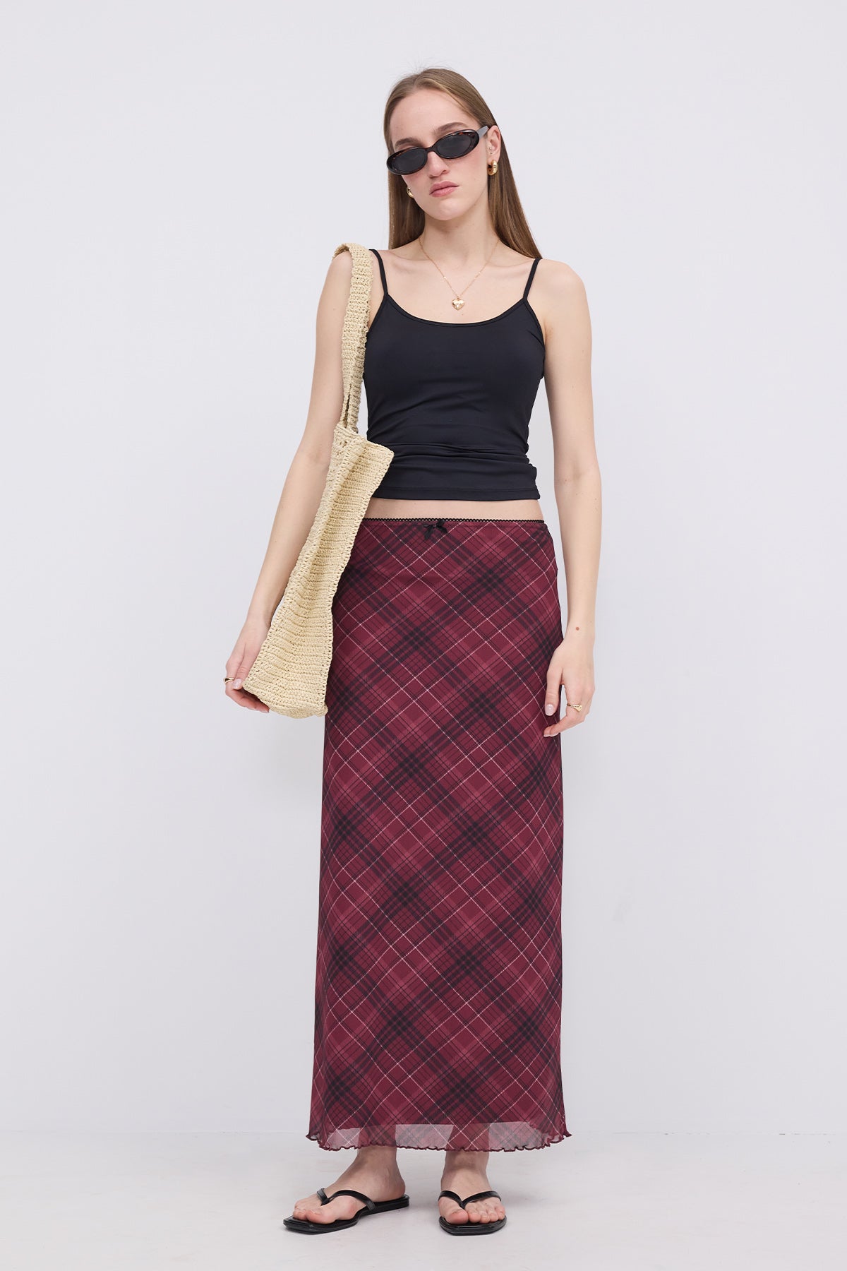 Floral Patterned Lined Midi Skirt