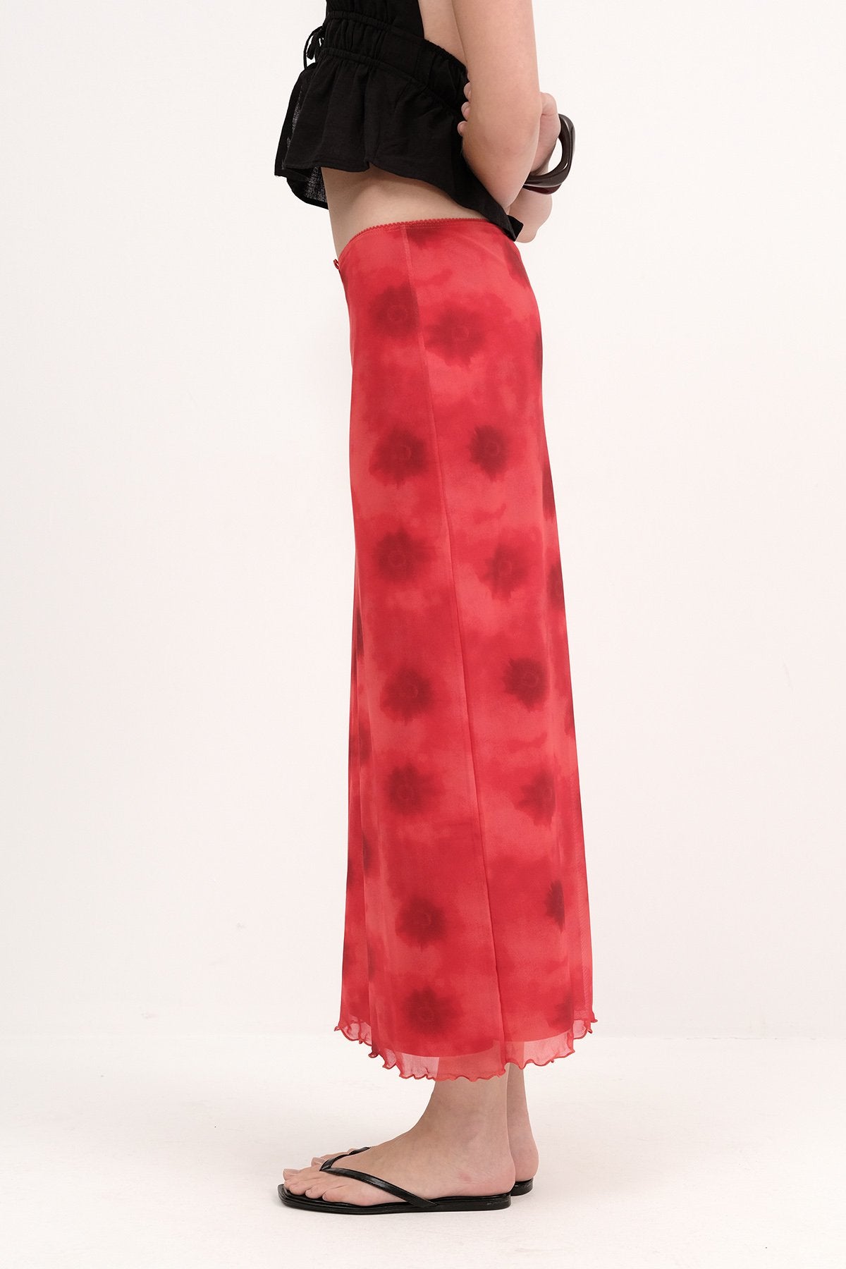 Bright-Red_Floral-Patterned-Lined-Midi-Skirt-addax