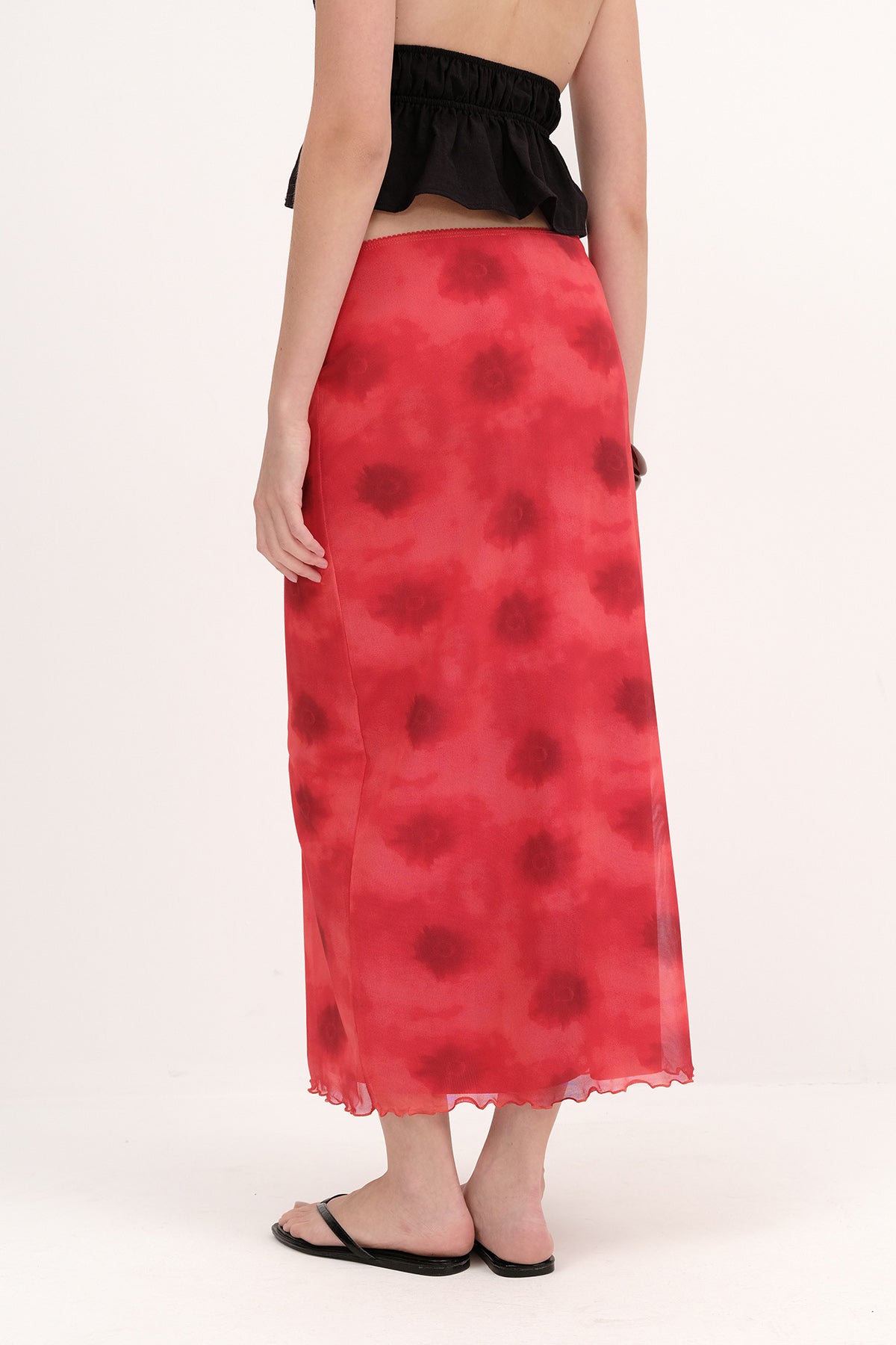 Bright-Red_Floral-Patterned-Lined-Midi-Skirt-addax